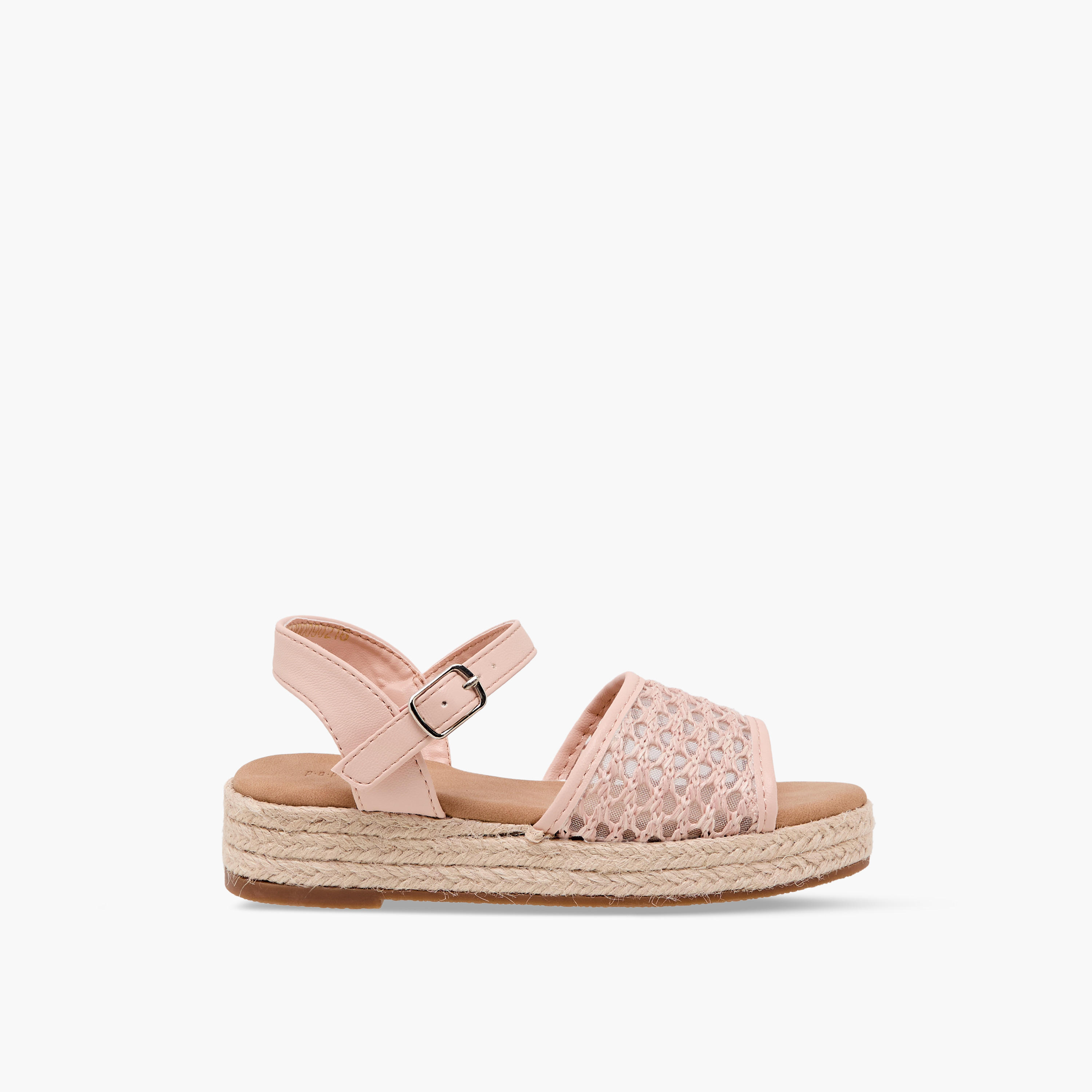Peppermint Girls Mesh Detail Espadrille Buckle Closure Sandals-girls-shoes-sandals-image-2