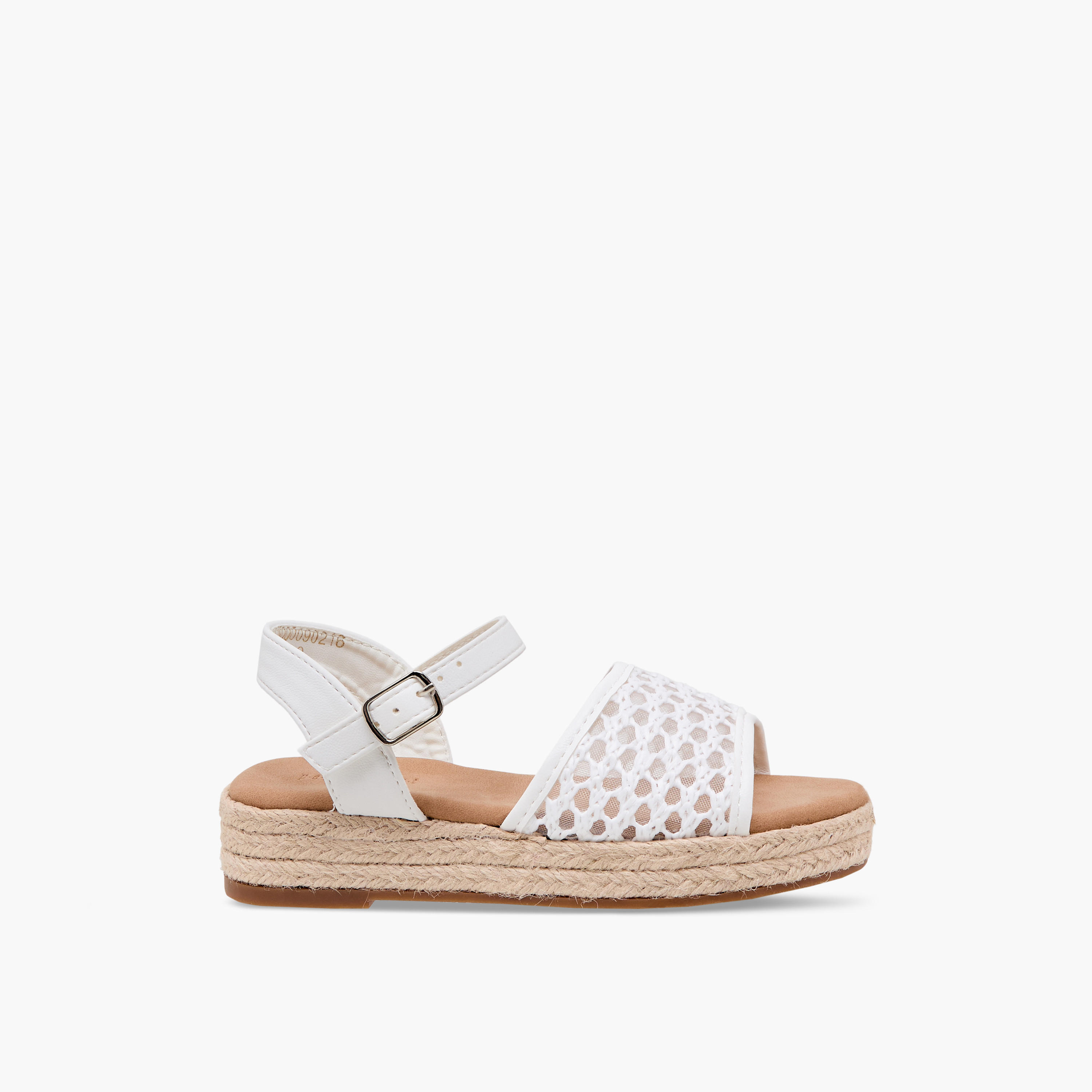 Peppermint Girls Mesh Detail Espadrille Buckle Closure Sandals-girls-shoes-sandals-image-2