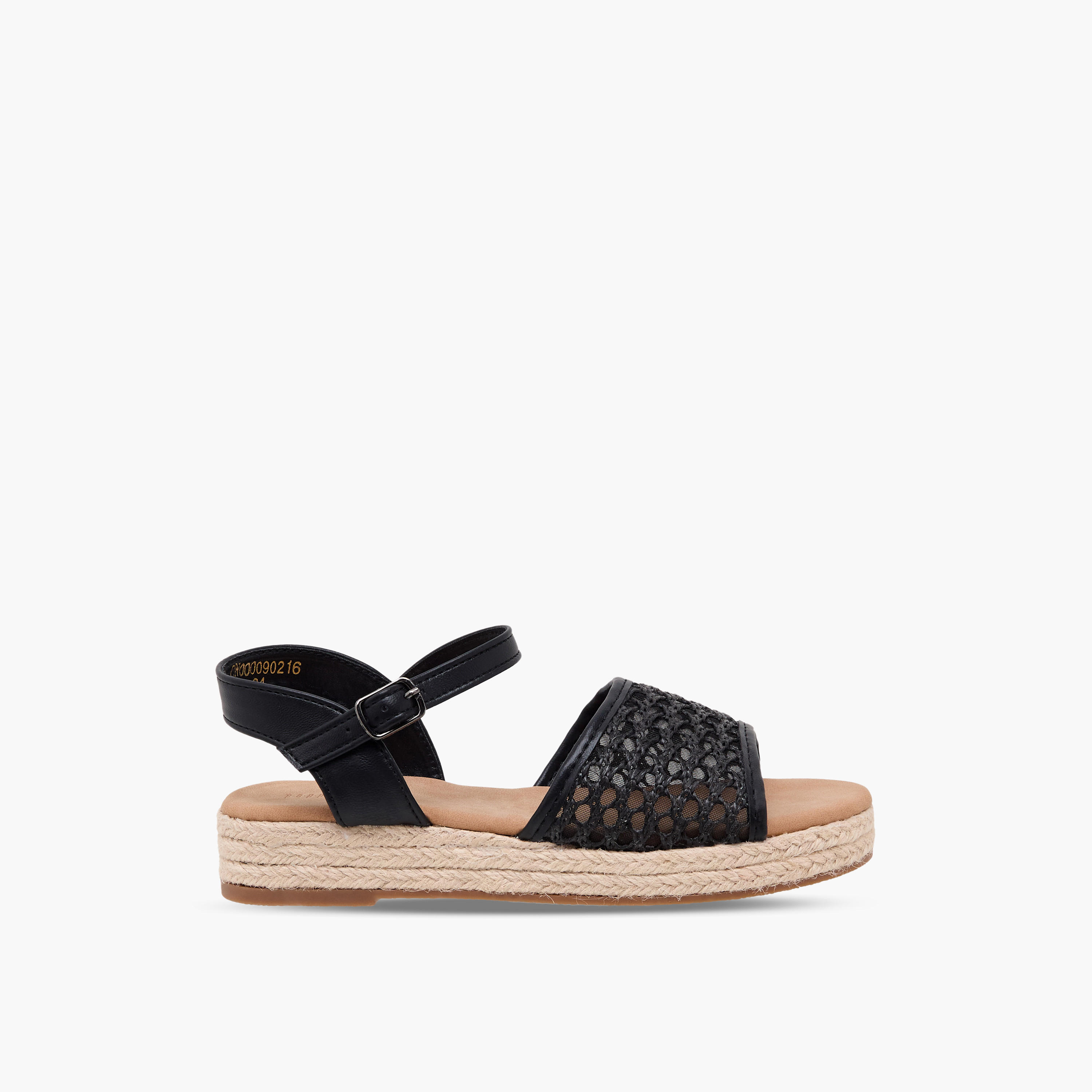 Peppermint Girls Mesh Detail Buckle Closure Espadrille Sandals-girls-shoes-sandals-image-2
