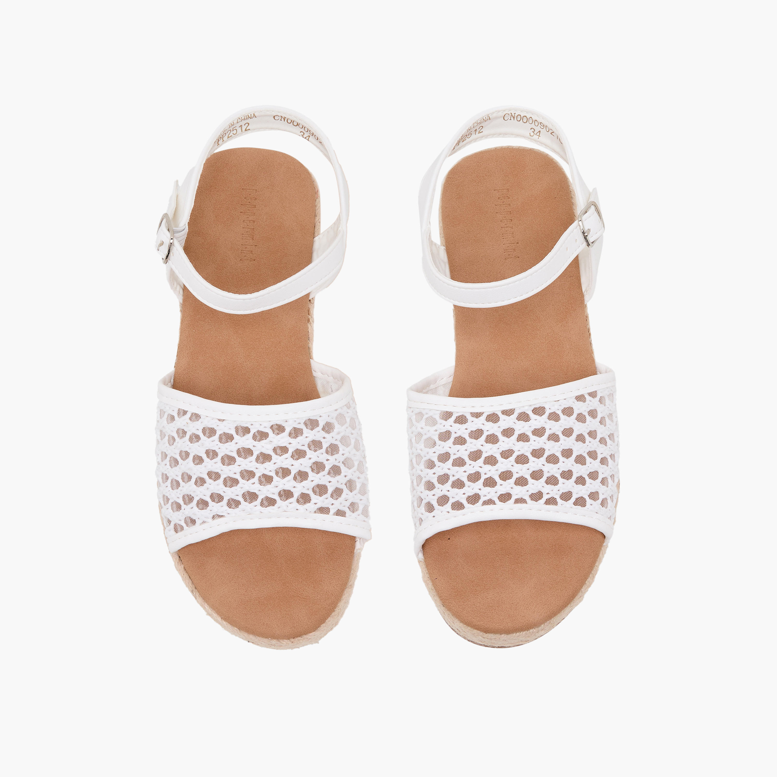 Peppermint Girls Mesh Detail Buckle Closure Espadrille Sandals-girls-shoes-sandals-image-1