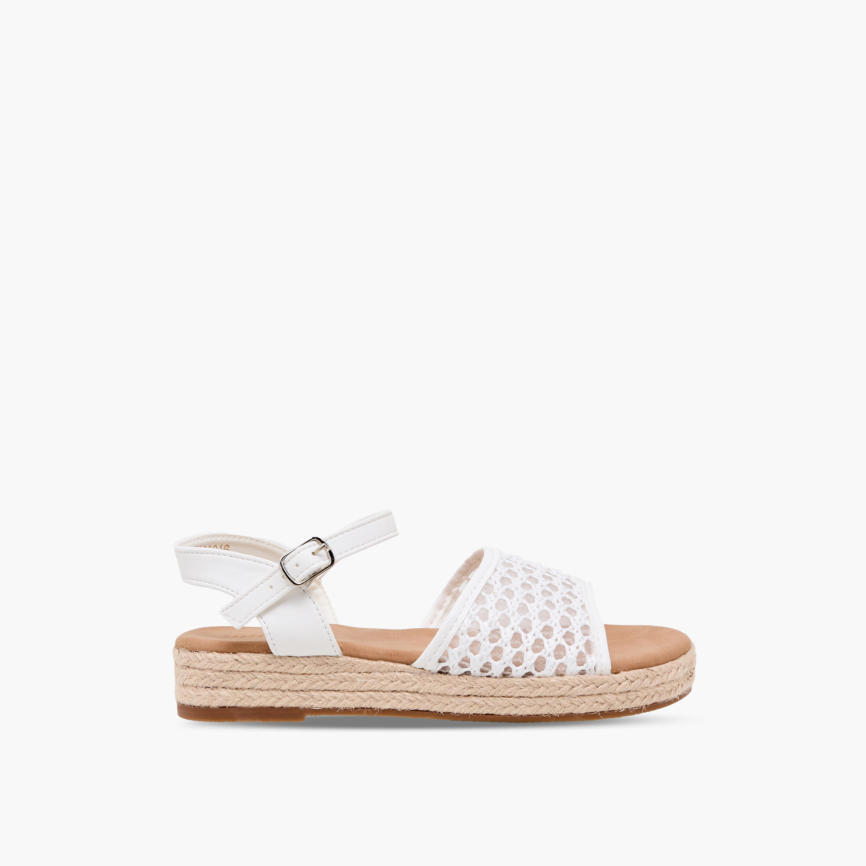 Peppermint Girls Mesh Detail Buckle Closure Espadrille Sandals-girls-shoes-sandals-image-2