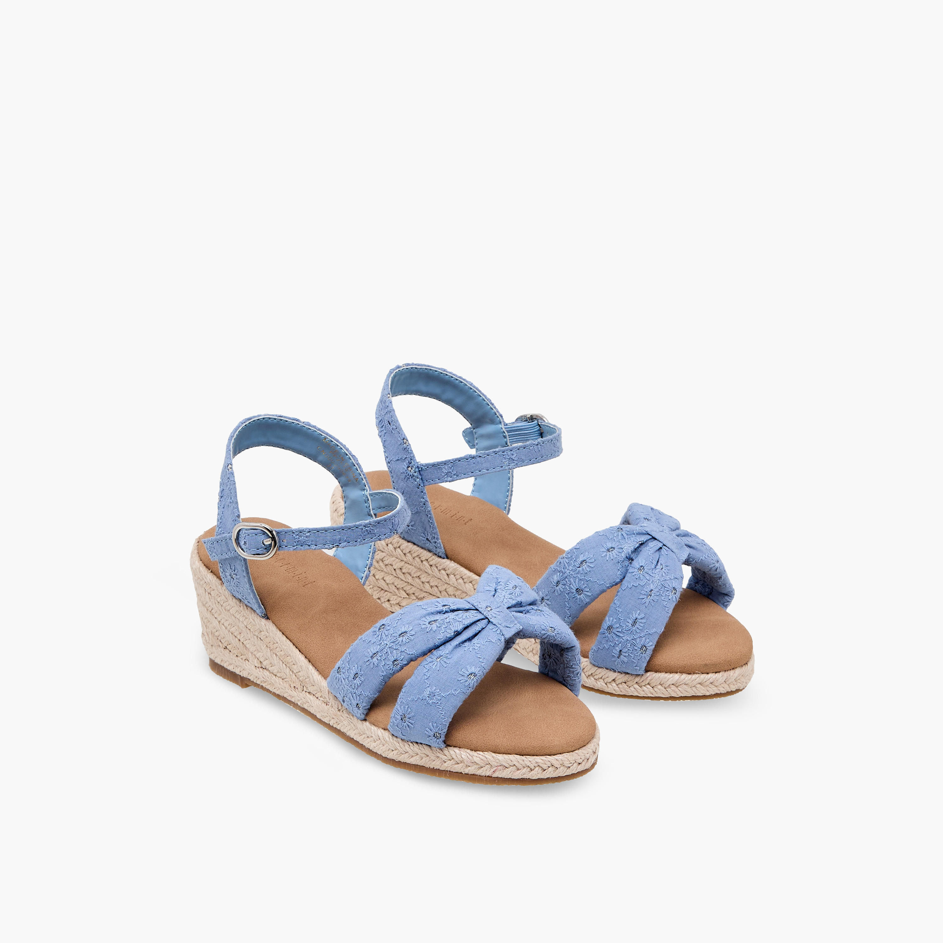 Peppermint Girls Embroidered Wedge Heel Sandals-girls-shoes-sandals-image-1