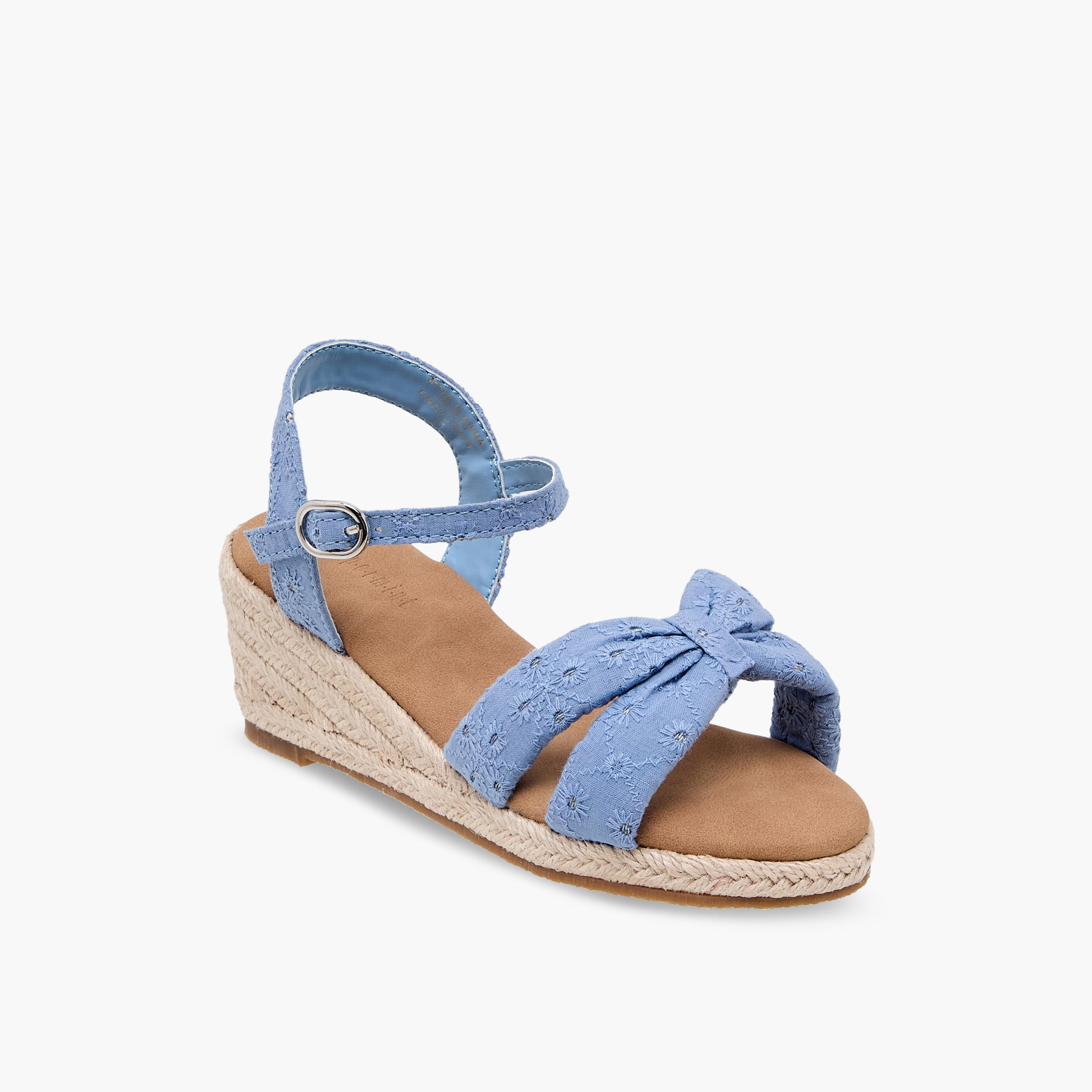 Peppermint Girls Embroidered Wedge Heel Sandals-girls-shoes-sandals-image-2