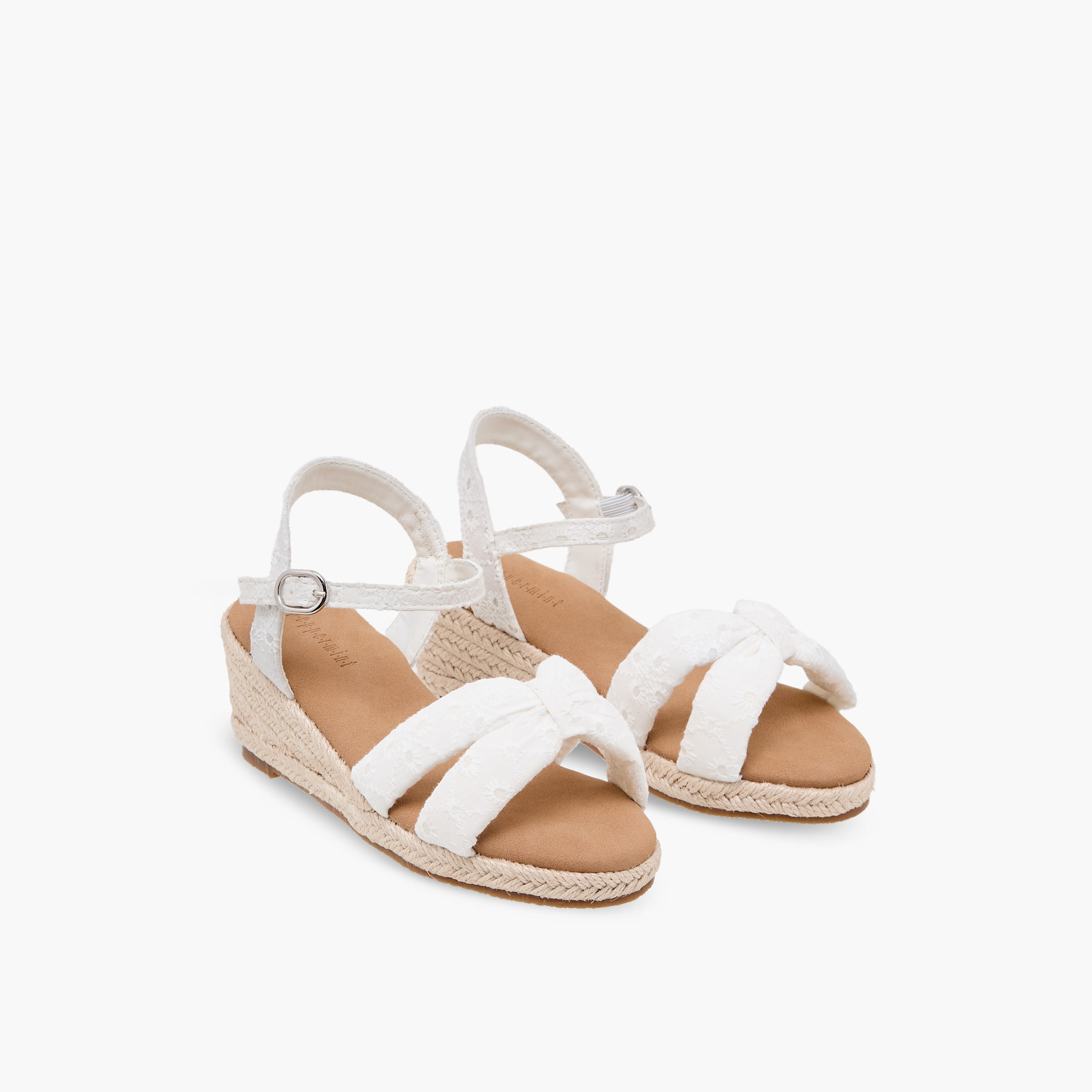 Peppermint Girls Embroidered Wedge Heel Sandals-girls-shoes-sandals-image-1