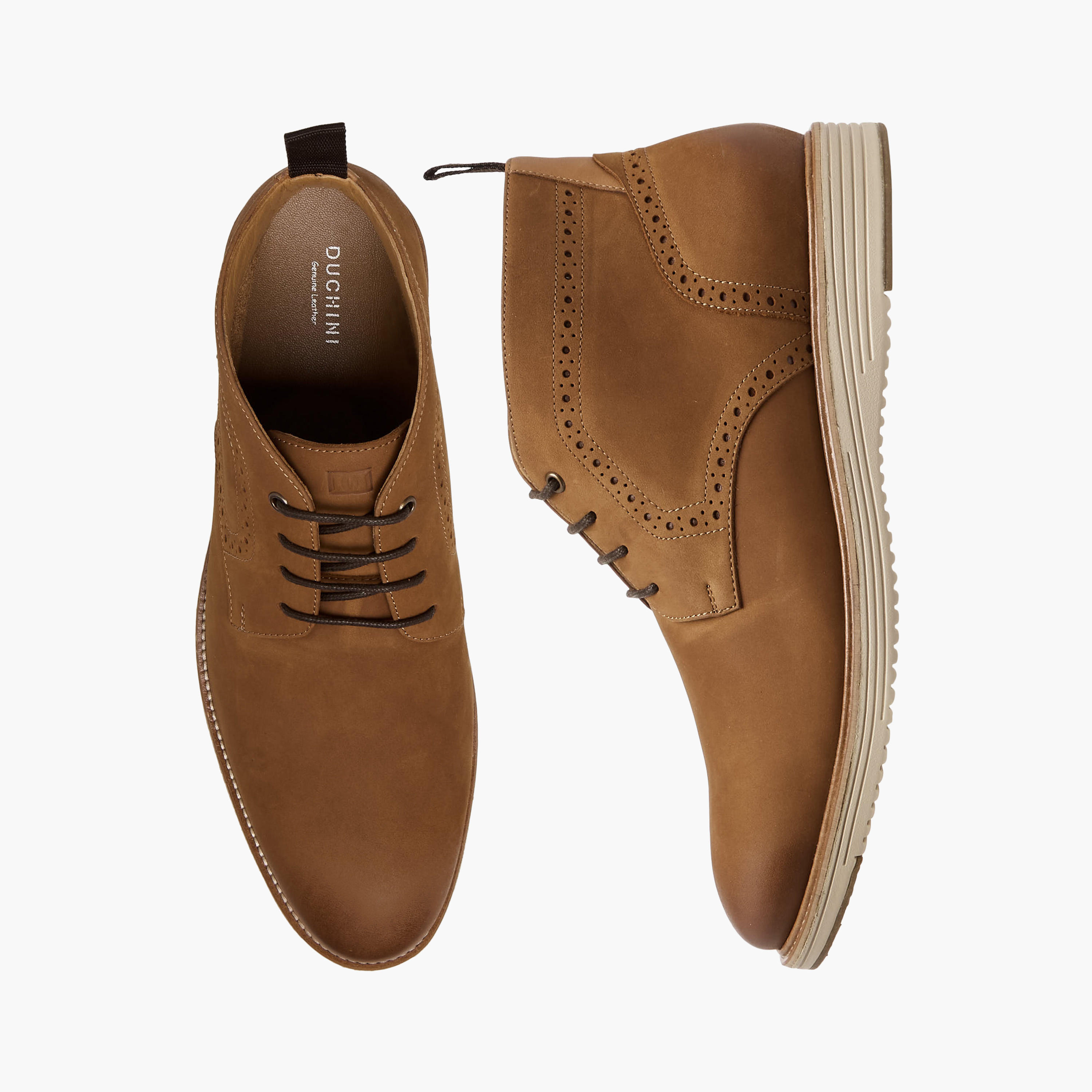 Duchini Men Solid Lace-Up Leather Boots-men-shoes-boots-image-1
