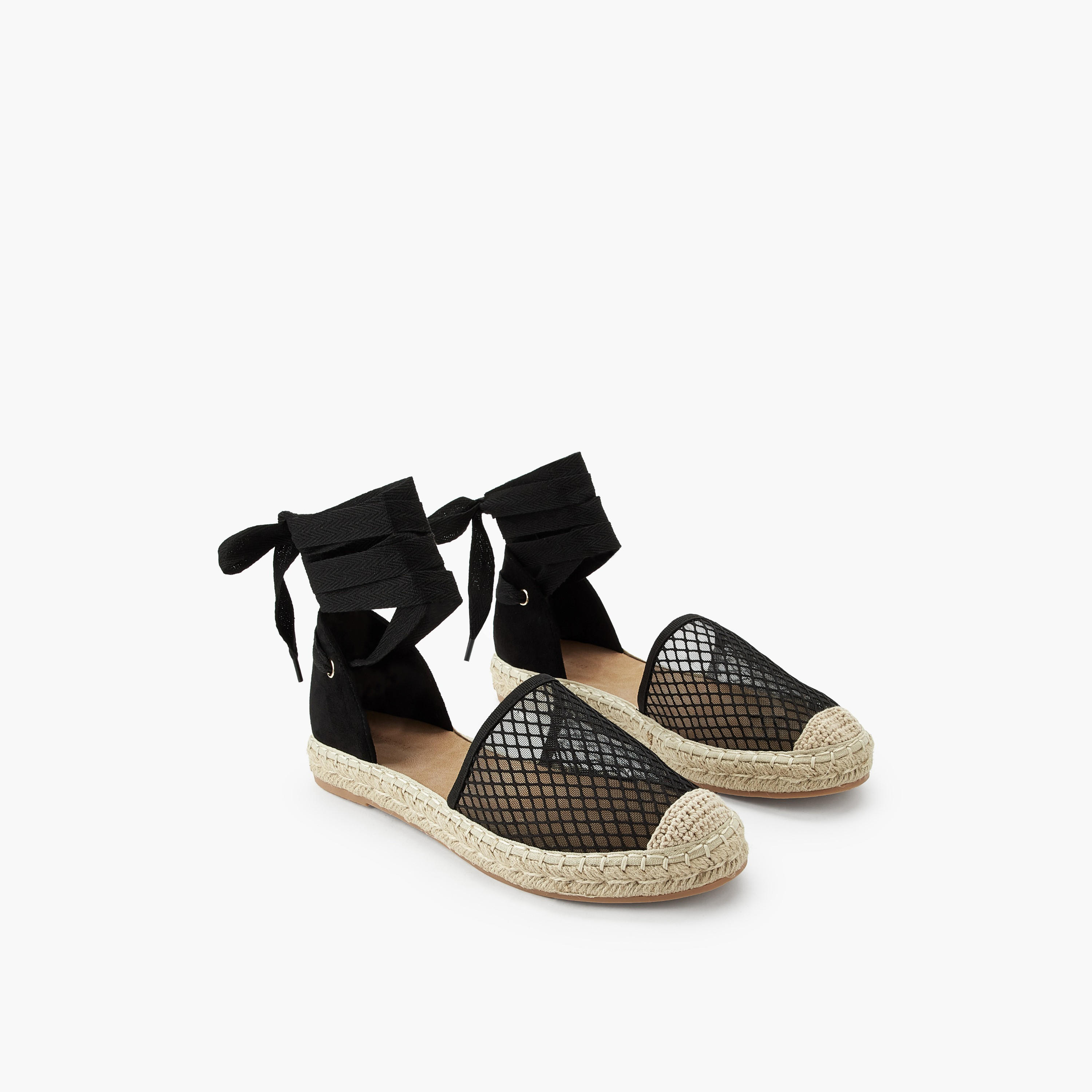 حذاء إسبادريل شبكي بحزام كاحل للبنات من بيبرمينت-women-shoes-flats-espadrilles-image-1