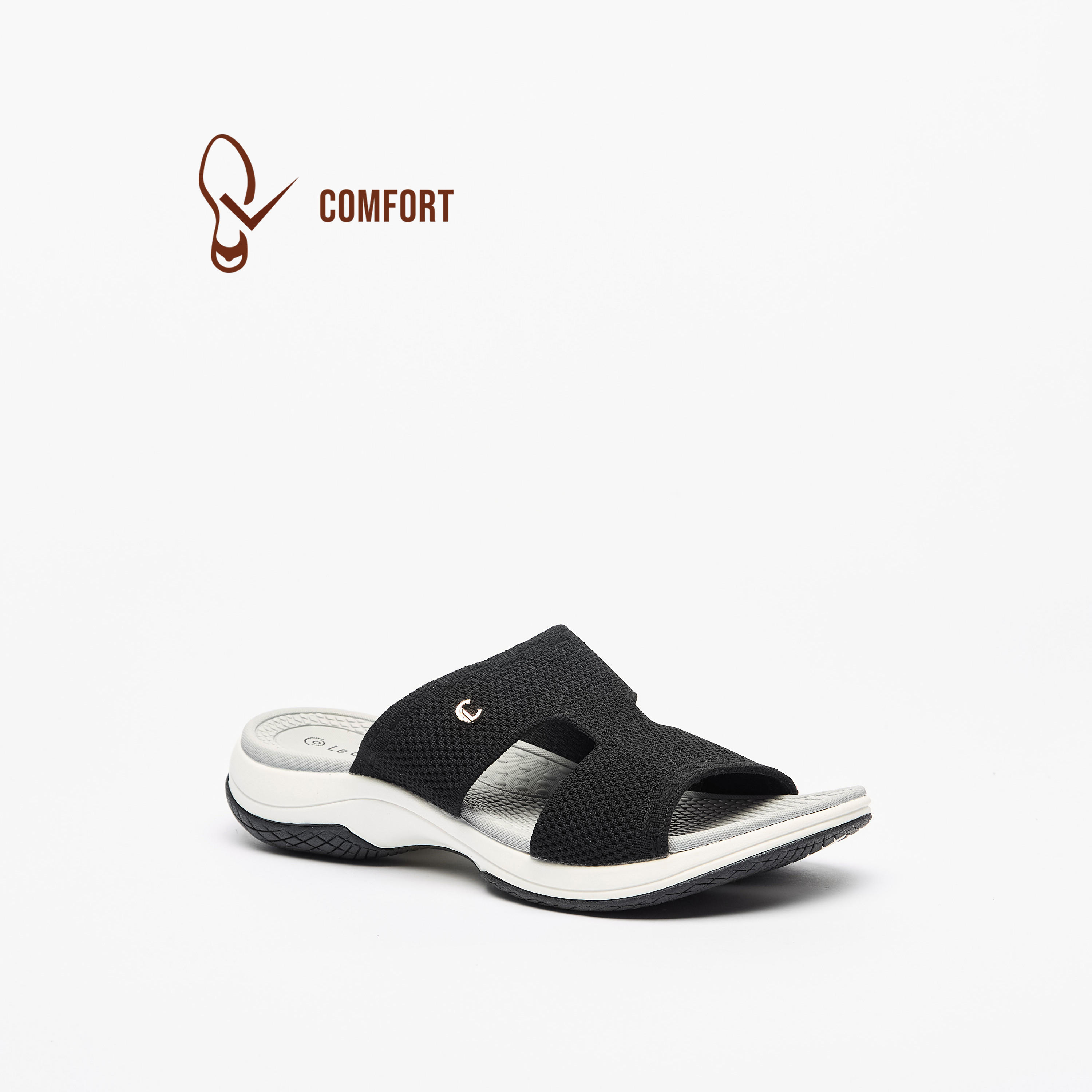 Le Confort Textured Slip-On Comfort Sandals-women-shoes-flats-sandals-image-1