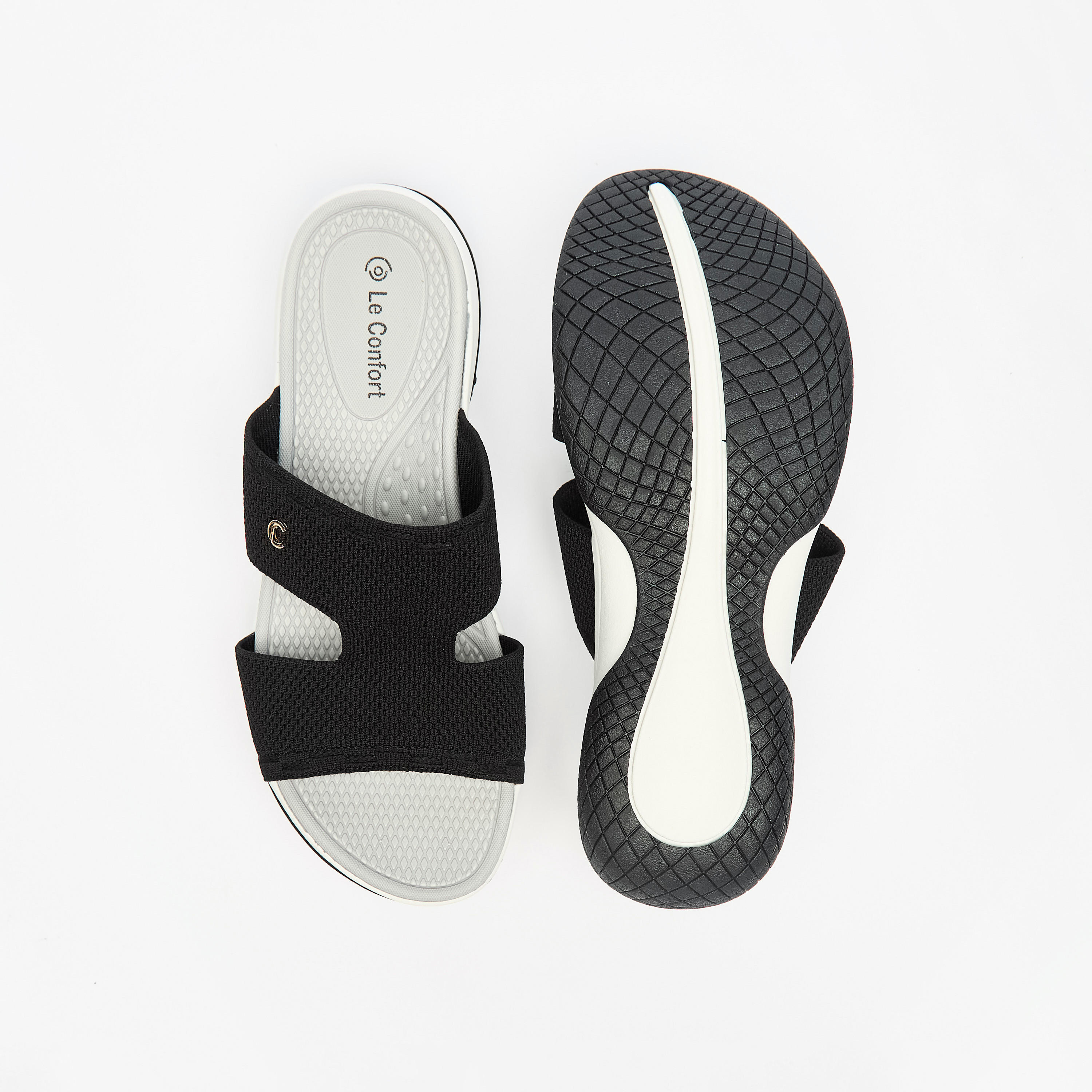 Le Confort Textured Slip-On Comfort Sandals-women-shoes-flats-sandals-image-4