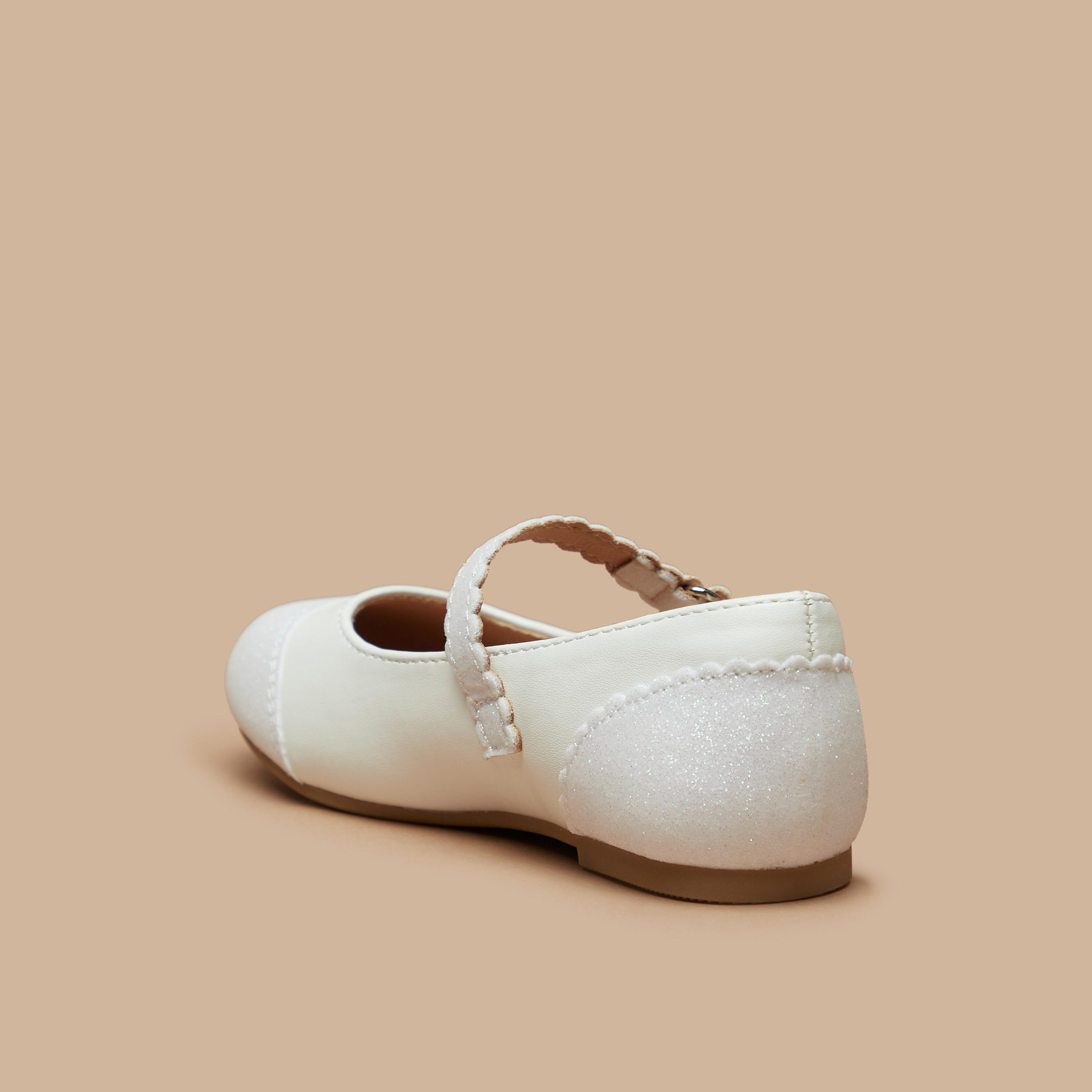 Juniors Textured Ballerina Shoes with Hook and Loop Closure-girls-shoes-maryjanes-image-2