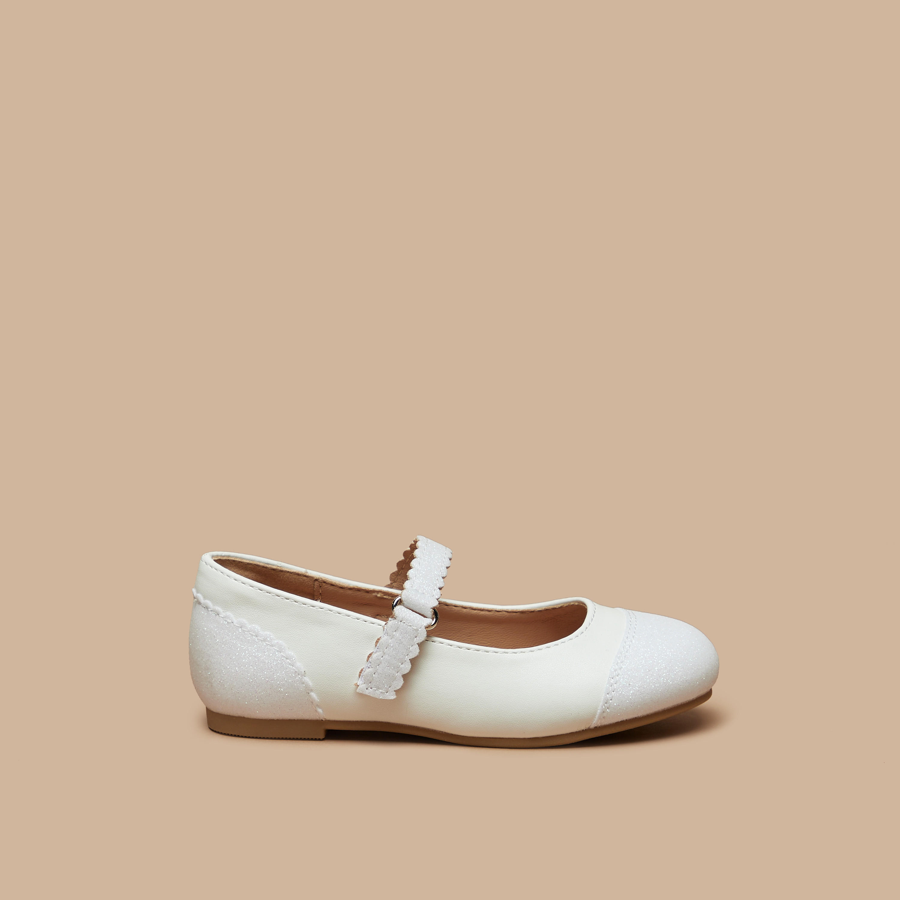 Juniors Textured Ballerina Shoes with Hook and Loop Closure-girls-shoes-maryjanes-image-3