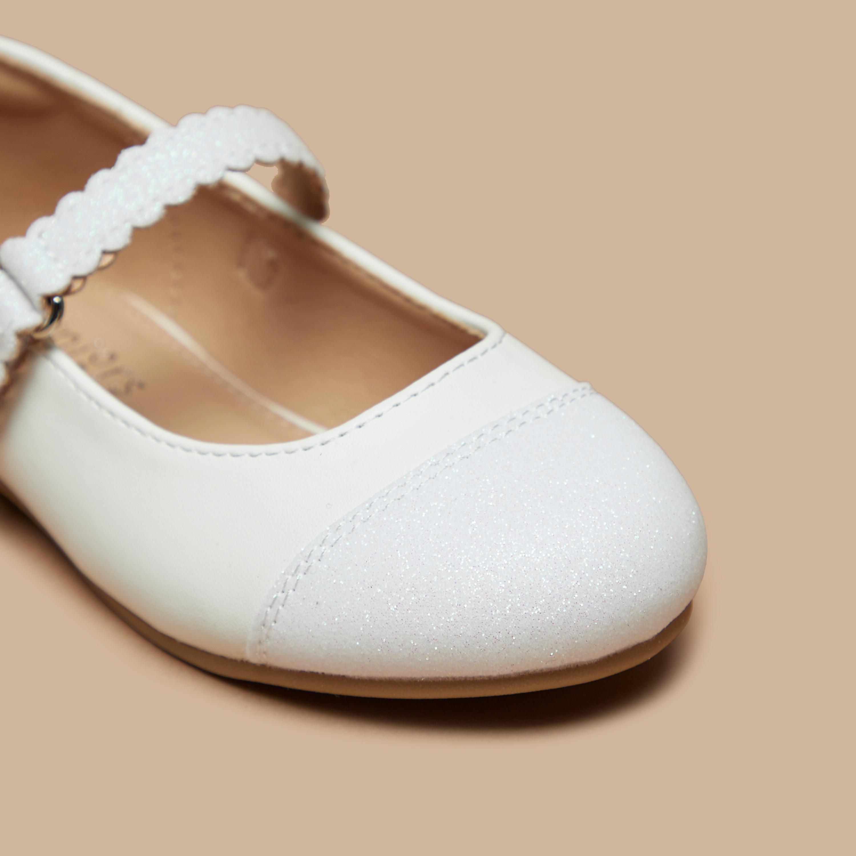 Juniors Textured Ballerina Shoes with Hook and Loop Closure-girls-shoes-maryjanes-image-5