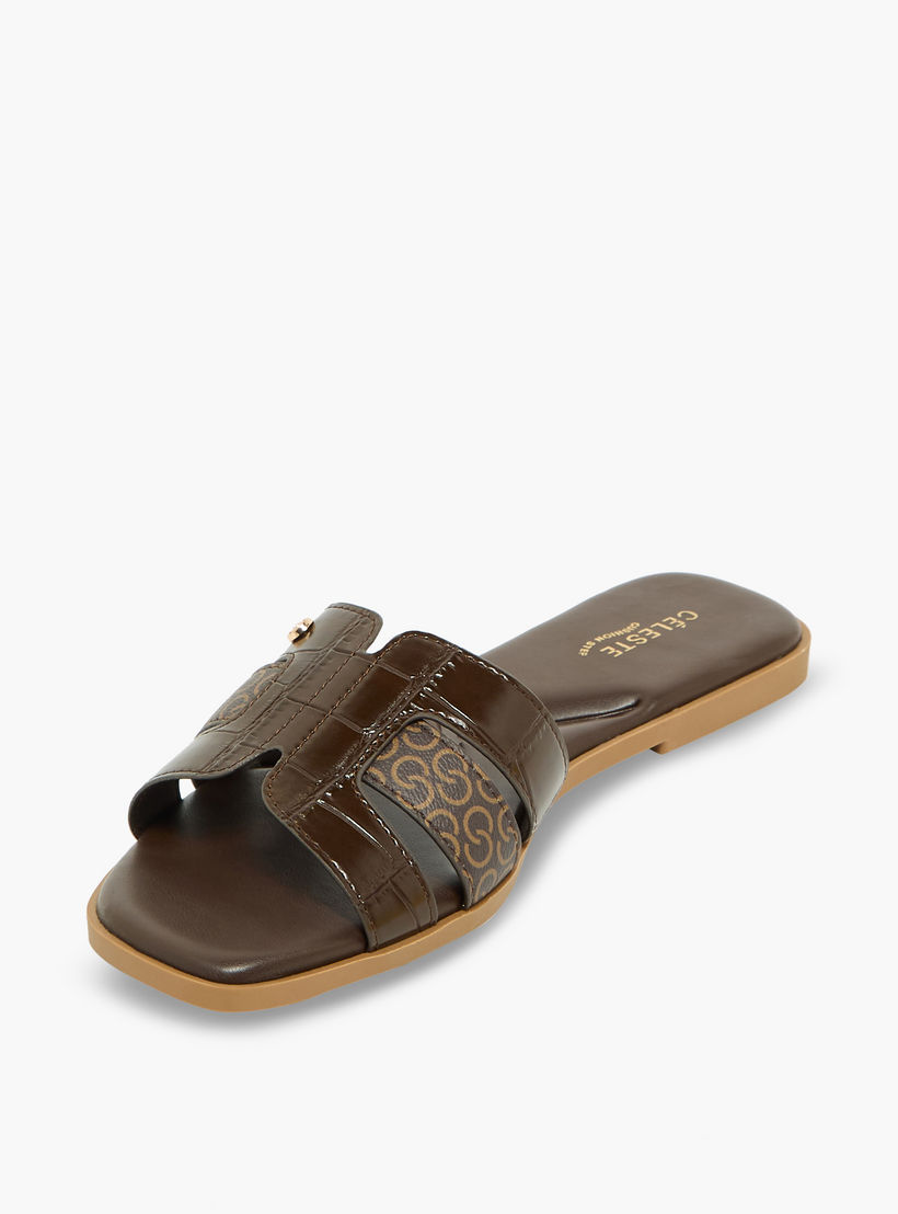 صندل نسائي بطبعة المونوغرام من سيليست-women-shoes-sandals-flats-image-4
