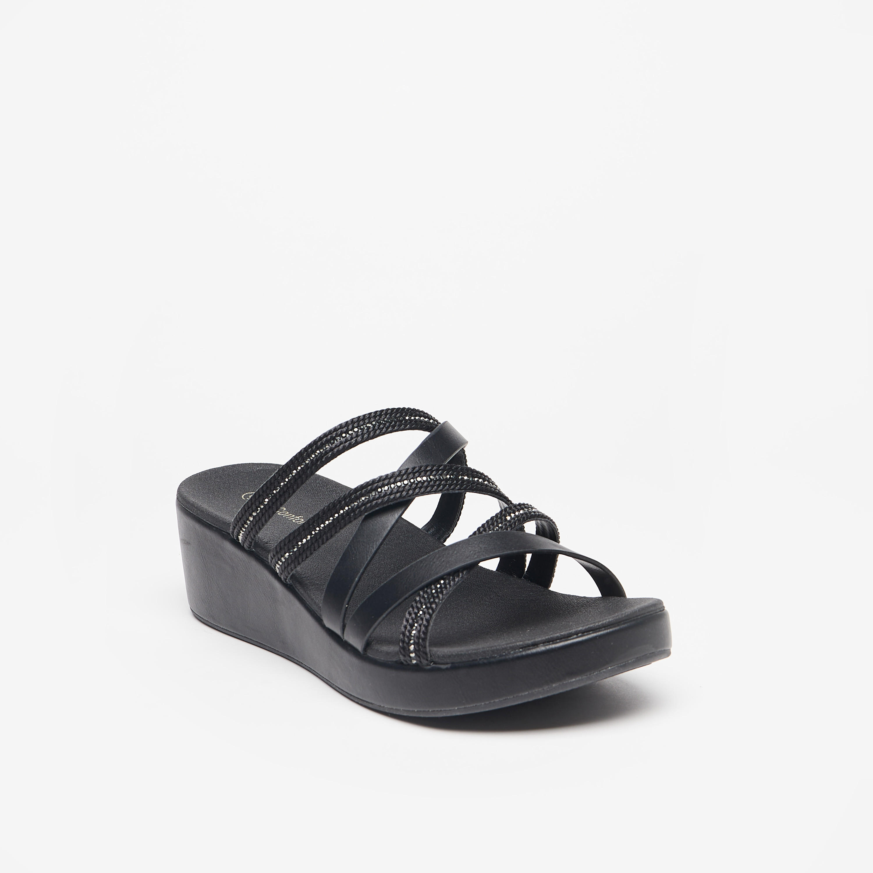 Le Confort Embellished Strappy Slip-On Sandals with Wedge Heels-women-shoes-heels-image-1