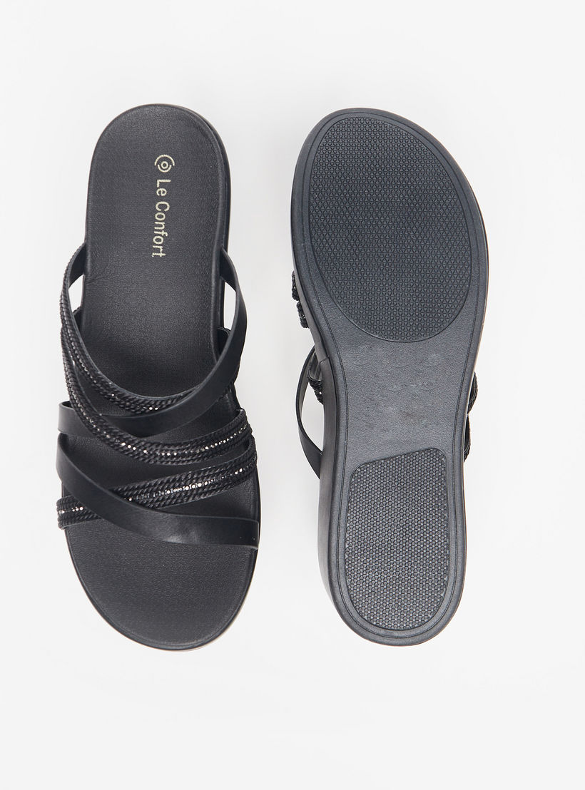 Le Confort Embellished Strappy Slip-On Sandals with Wedge Heels-women-shoes-heels-image-4