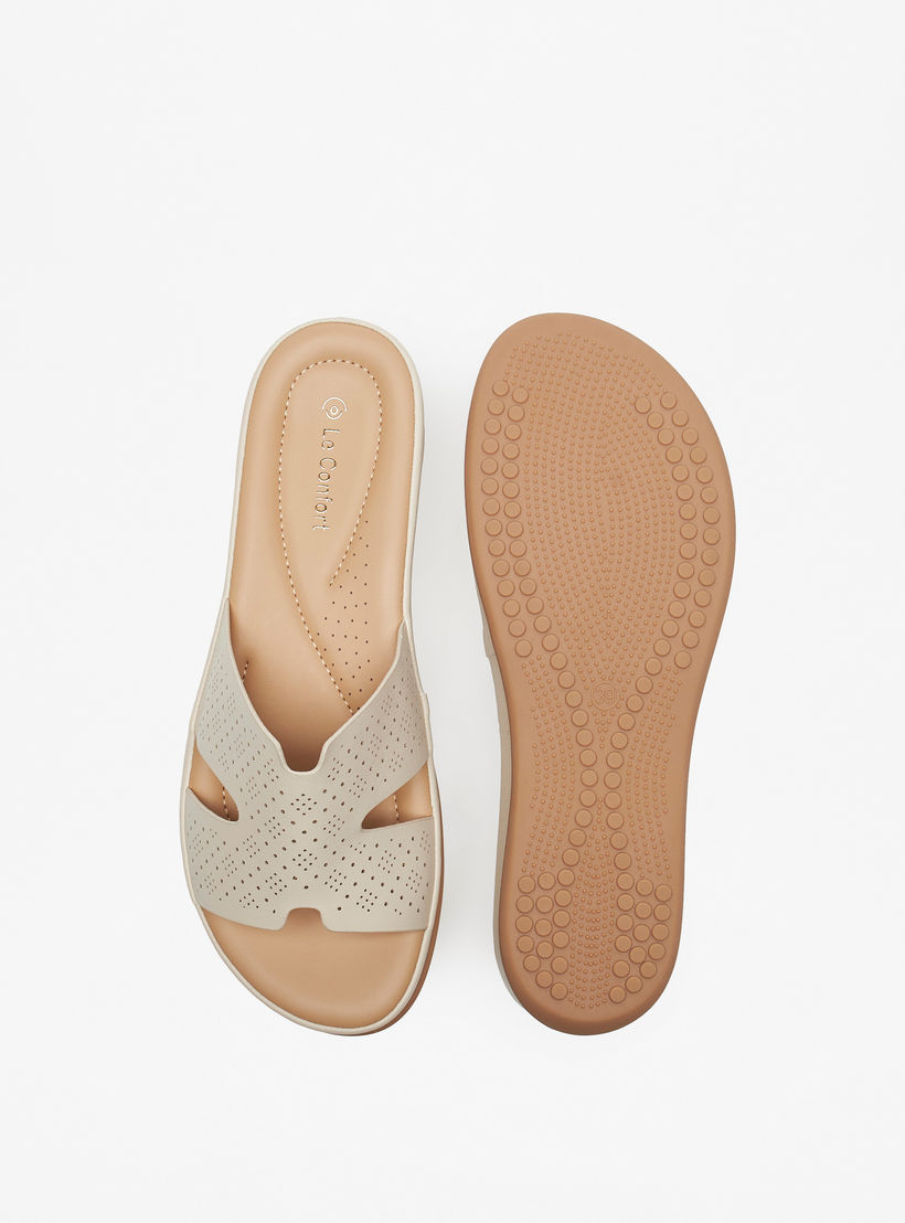 Le Confort Laser Cut Detail Slip-On Comfort Sandals-women-shoes-flats-sandals-image-3