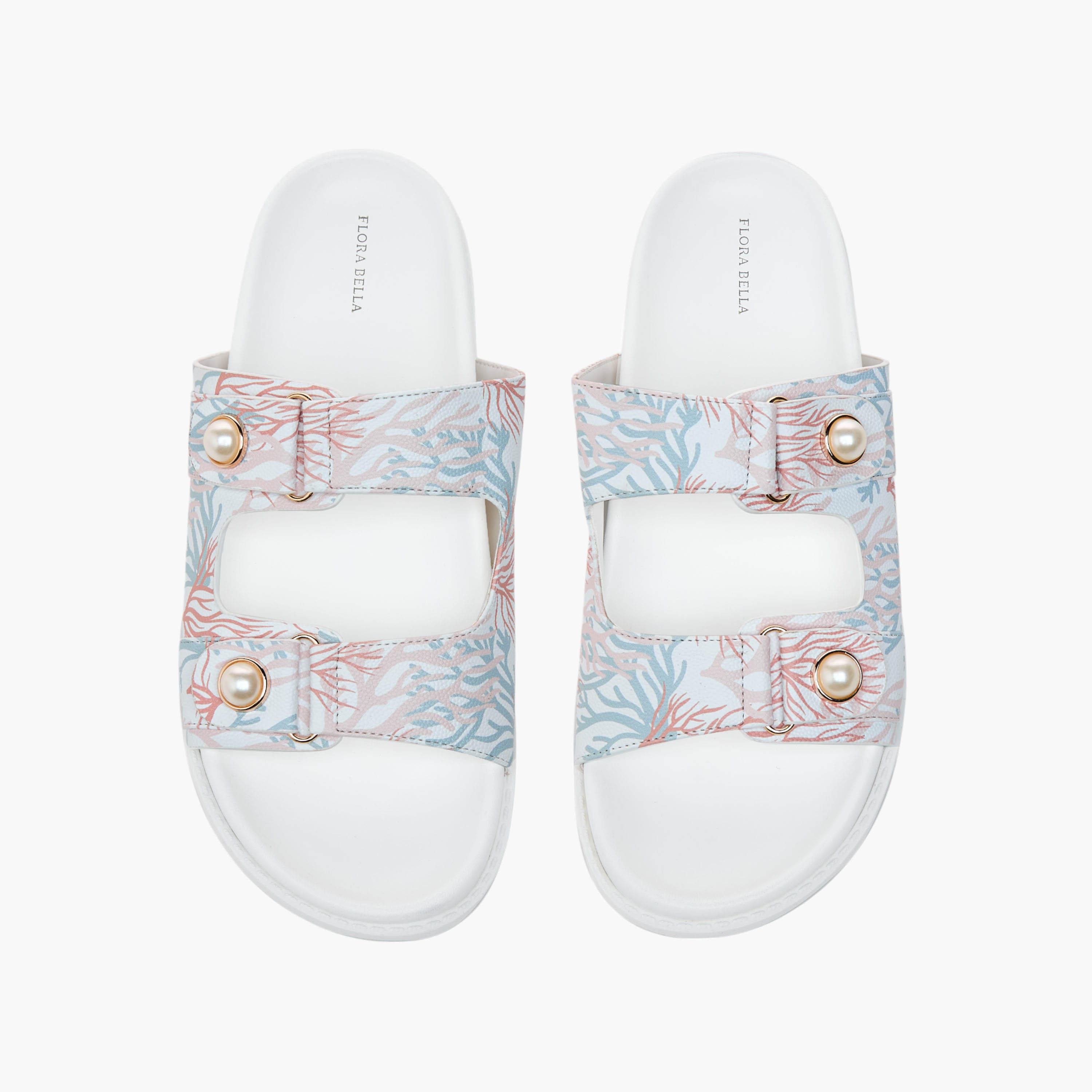 صندل مسطح سهل الارتداء بتزيينات لؤلؤ وطبعات من فلورا بيلا-women-shoes-flats-sandals-image-1