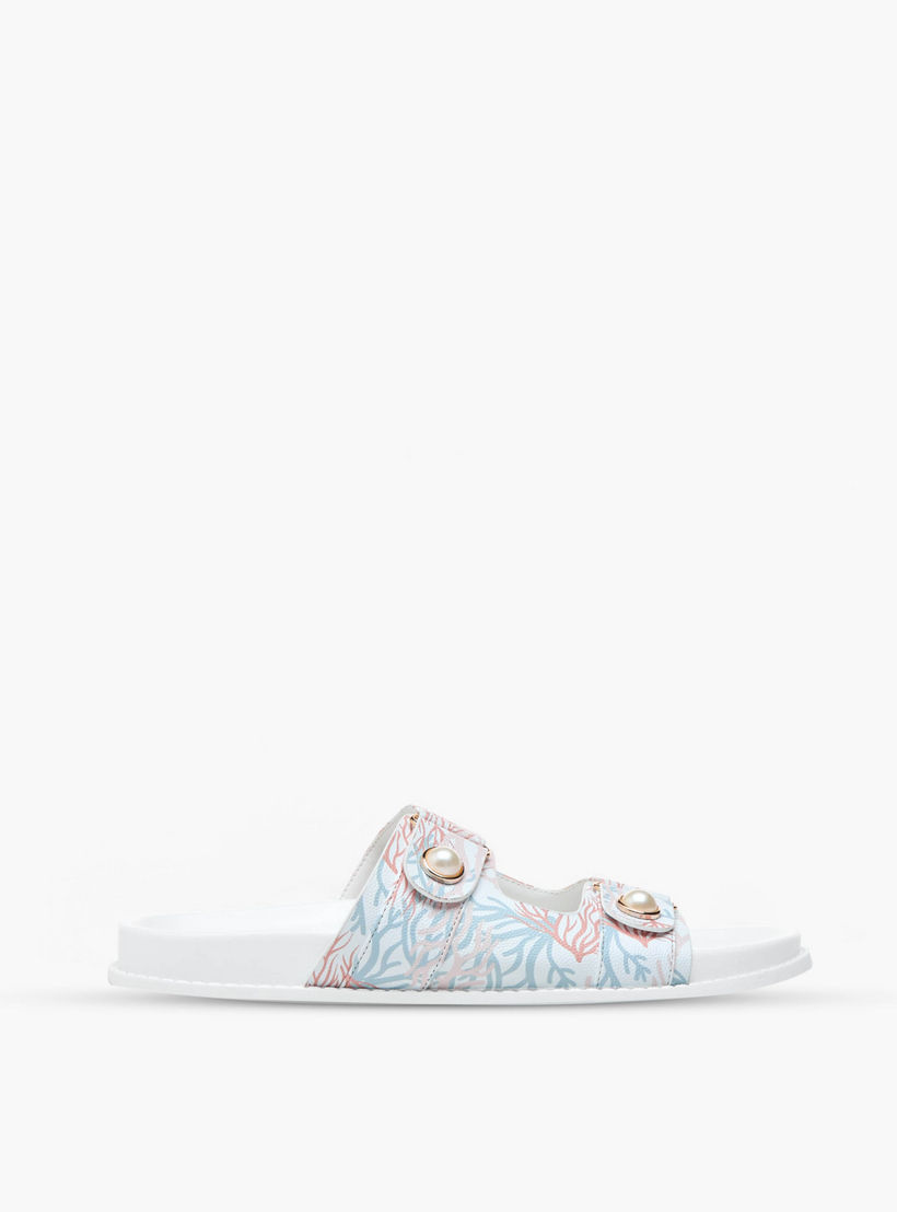 صندل مسطح سهل الارتداء بتزيينات لؤلؤ وطبعات من فلورا بيلا-women-shoes-flats-sandals-image-2