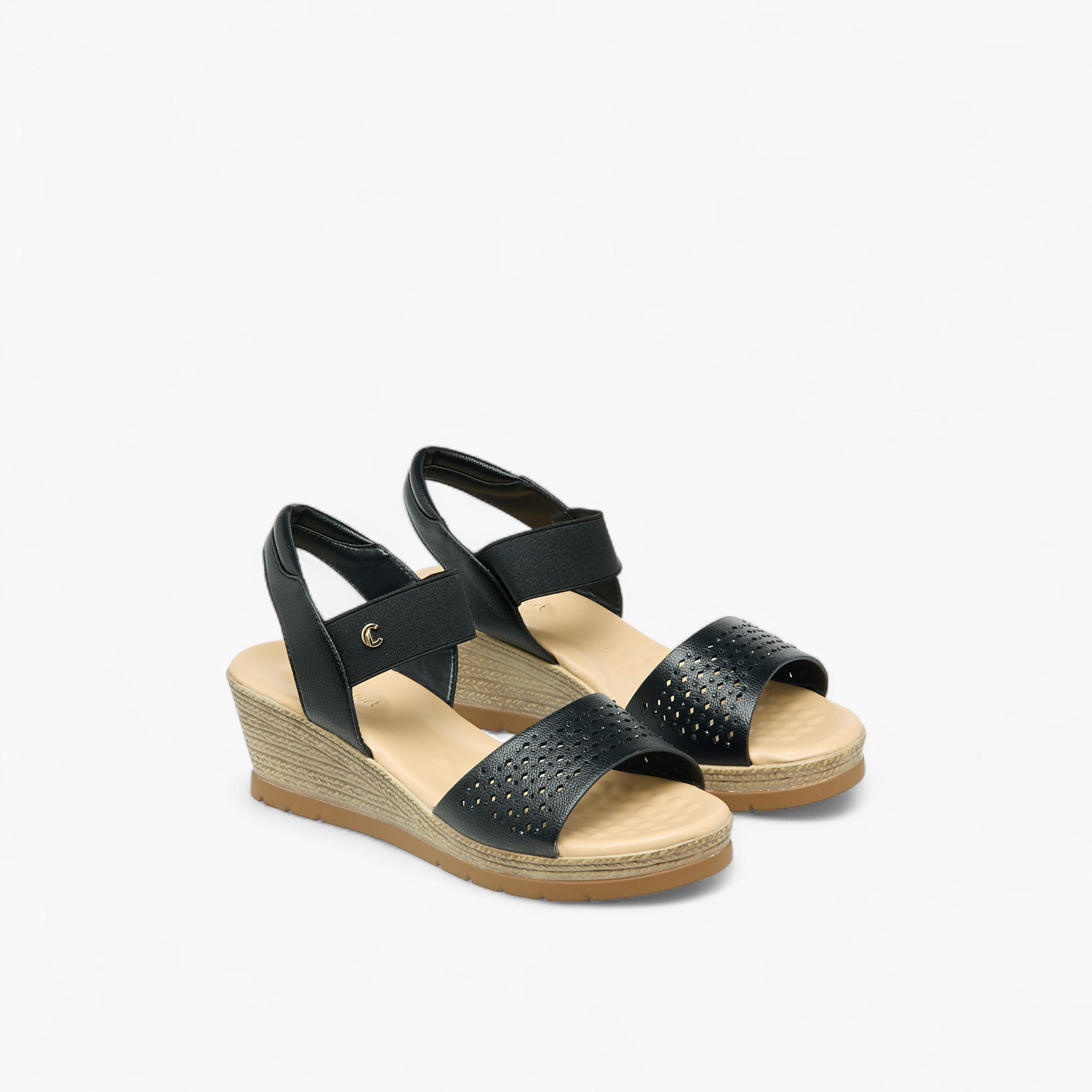 صندل بحزام خلفي وكعب ويدج للنساء من لو كونفورت-women-shoes-sandals-heeled-image-1