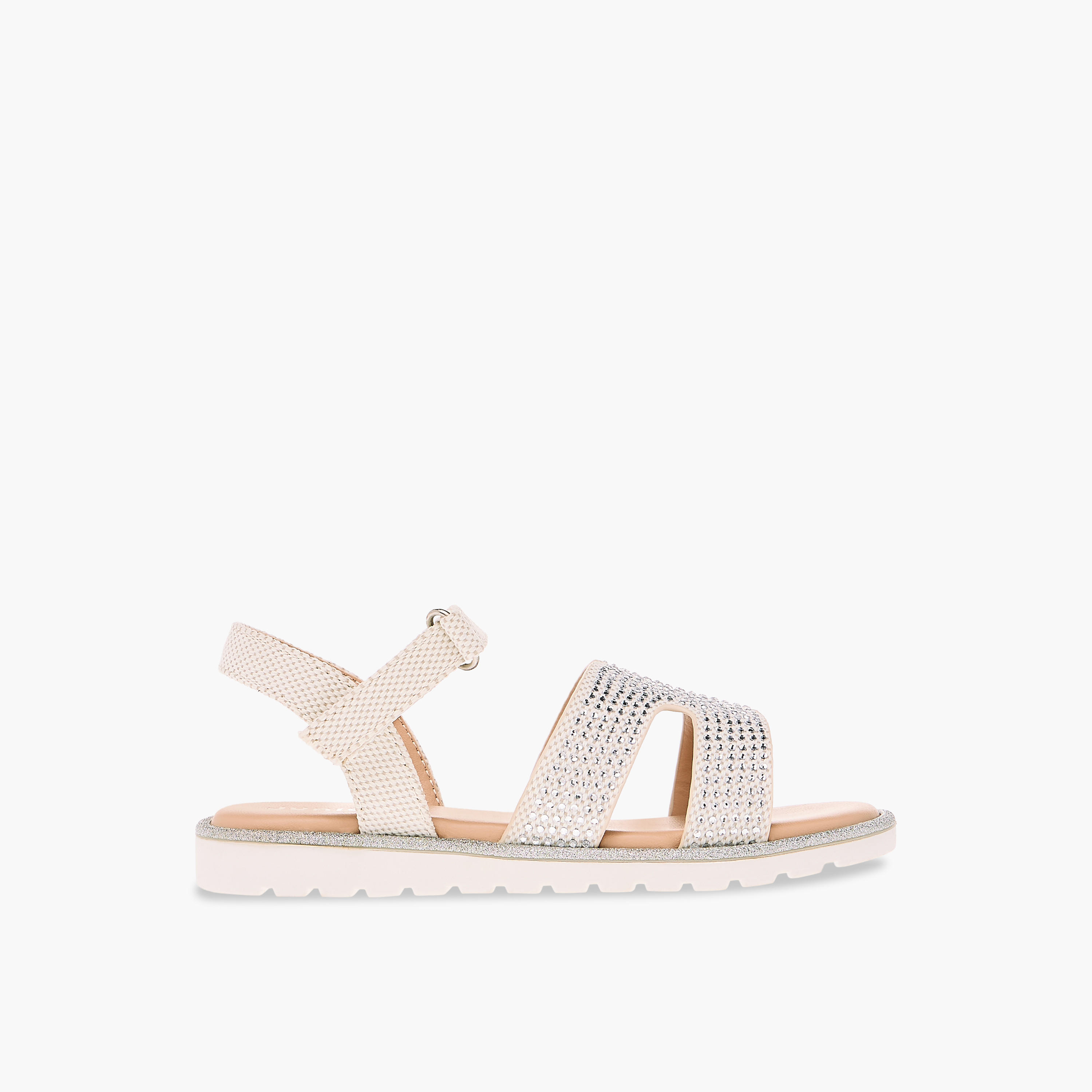 صندل مزيّن بحزام متقاطع بشريط إغلاق لاصق من جونيورز-girls-shoes-sandals-image-2