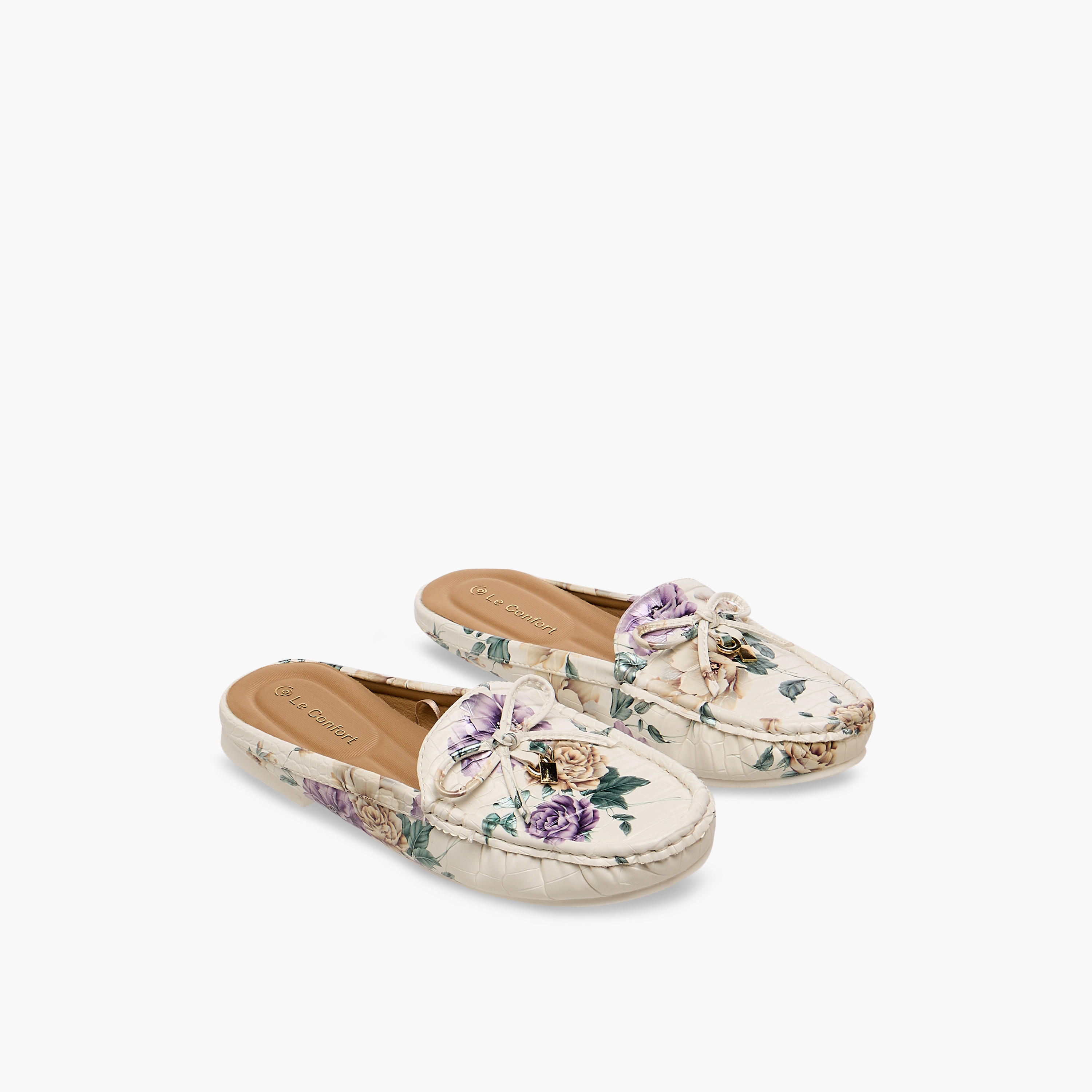 حذاء ميول سهل الارتداء بتفاصيل فيونكة من لو كونفورت-women-shoes-flats-mules-image-1