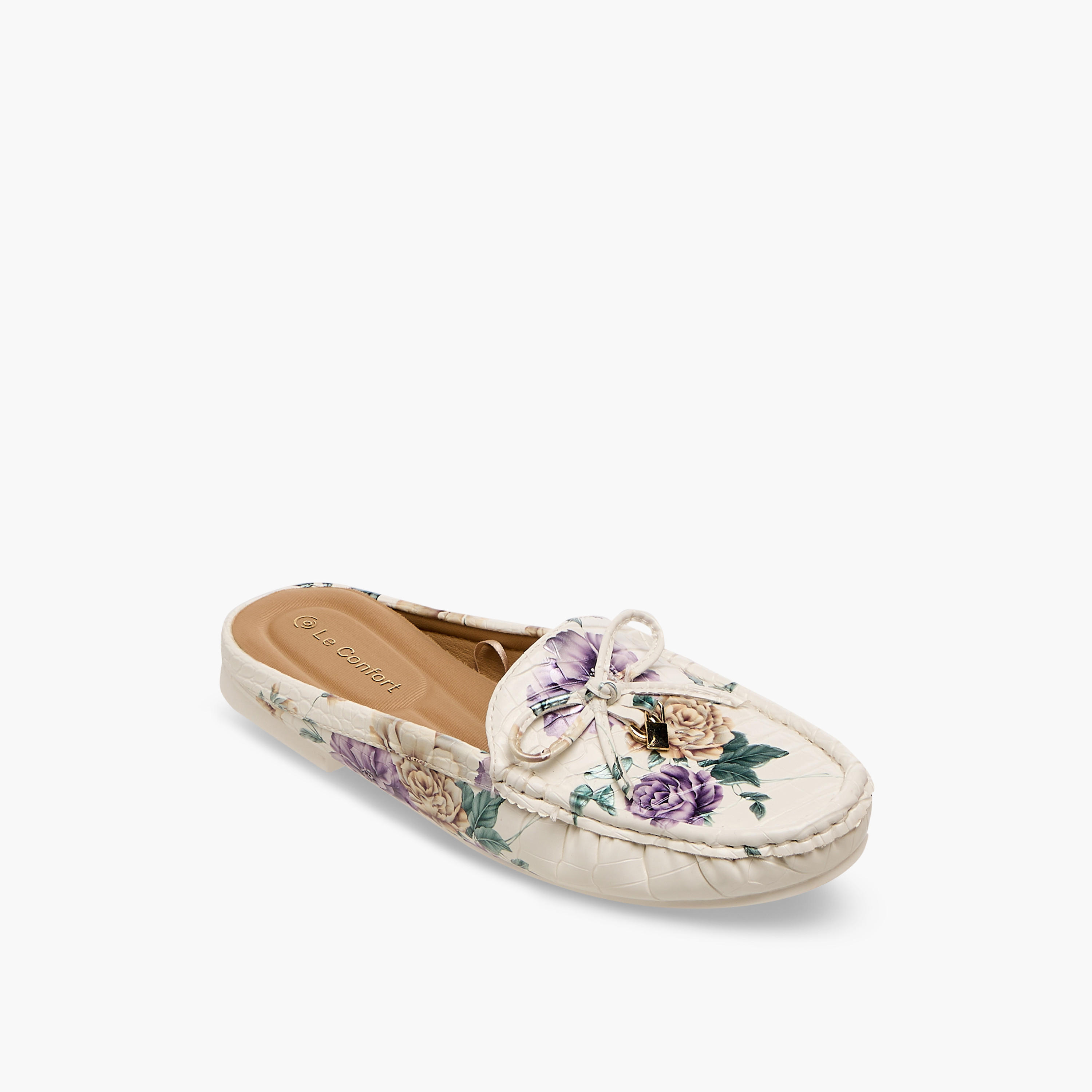 حذاء ميول سهل الارتداء بتفاصيل فيونكة من لو كونفورت-women-shoes-flats-mules-image-2