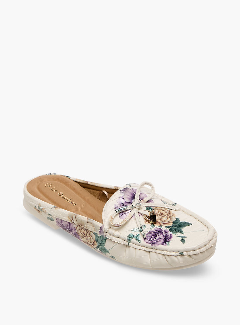 حذاء ميول سهل الارتداء بتفاصيل فيونكة من لو كونفورت-women-shoes-flats-mules-image-2