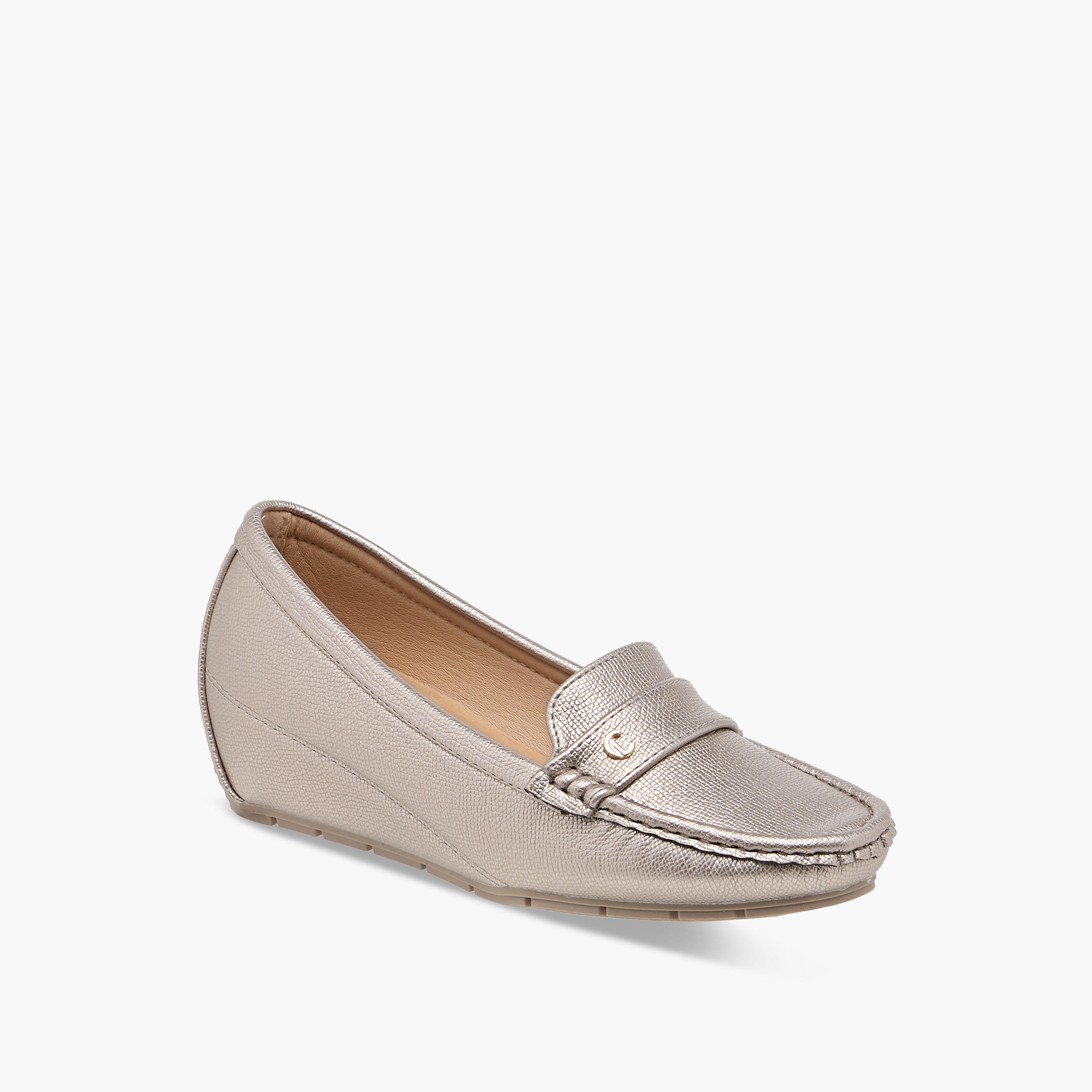 حذاء لوفر سهل الارتداء بارز الملمس بكعب عريض من لو كونفورت-women-shoes-heels-image-2