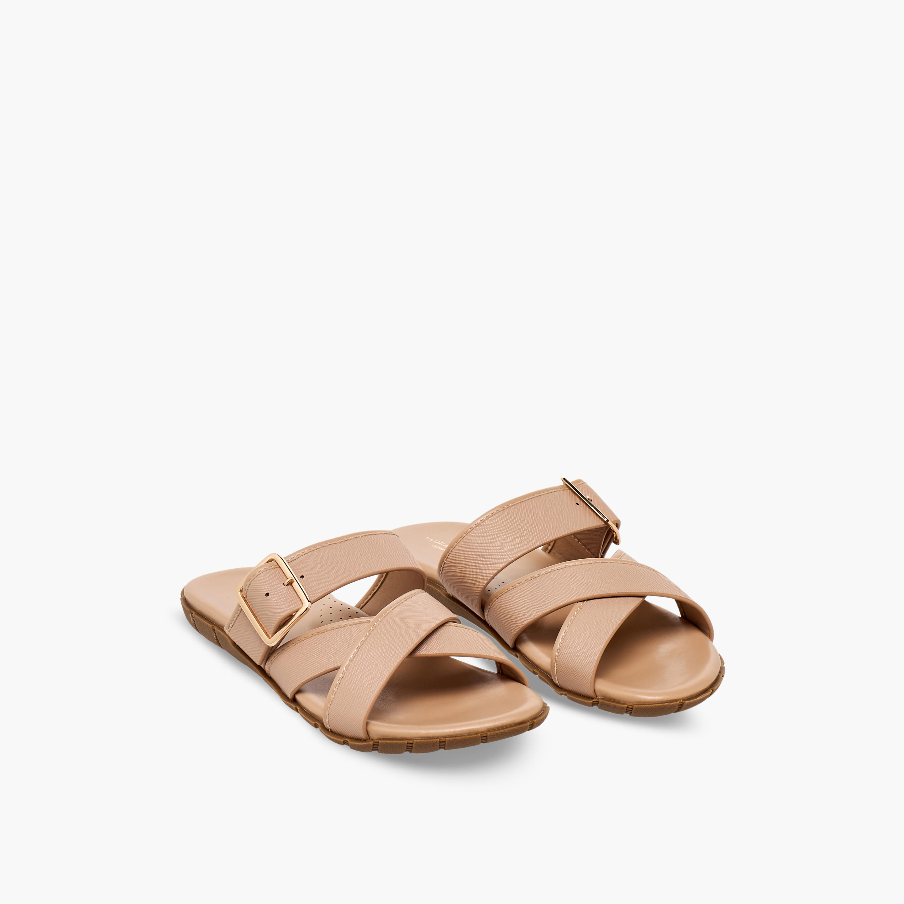 Flora Bella Women Buckle Accent Cross Strap Sandals-women-shoes-flats-sandals-image-1