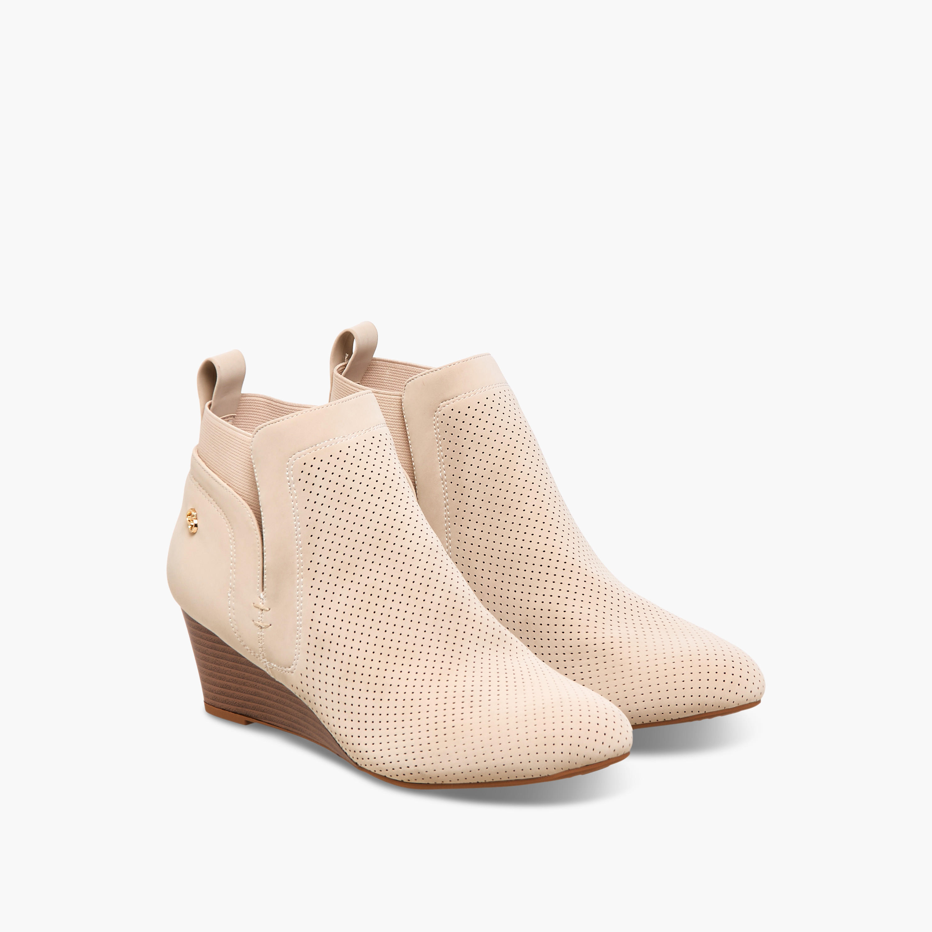 Celeste Women's Perforated Wedge Heel Ankle Boots-women-shoes-boots-image-1