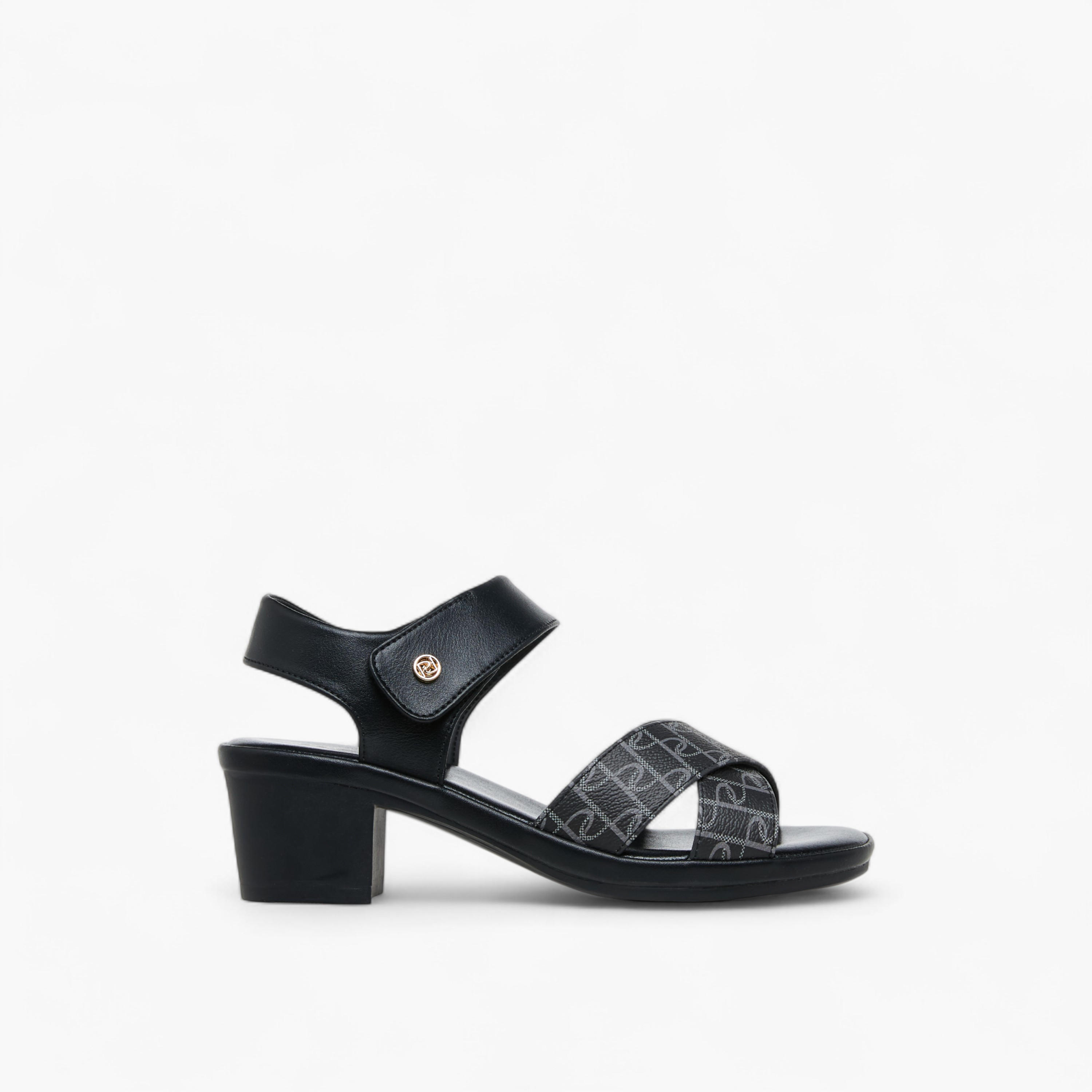 Paprika Monogram Print Sandals with Block Heels-women-shoes-sandals-heeled-image-3