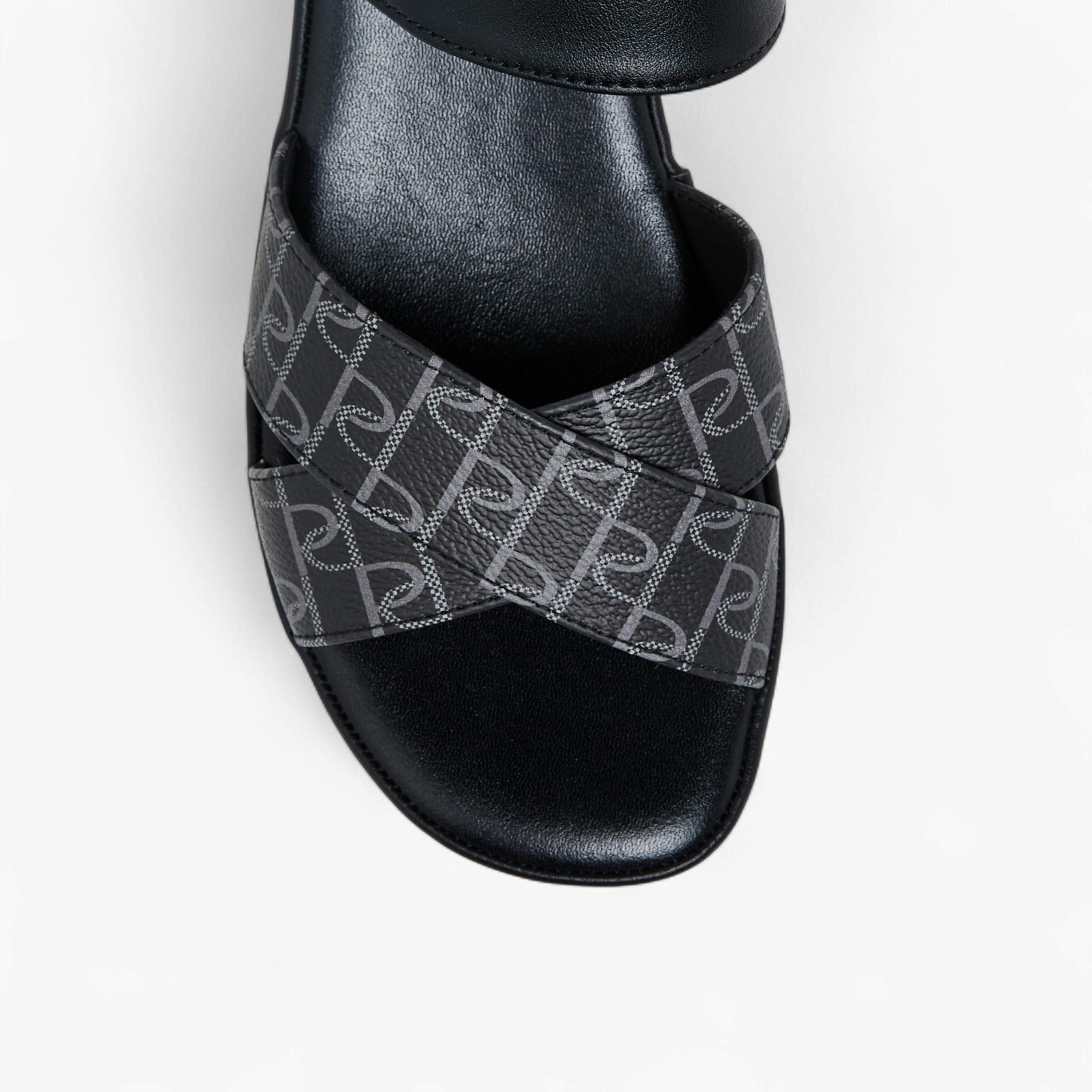 Paprika Monogram Print Sandals with Block Heels-women-shoes-sandals-heeled-image-4