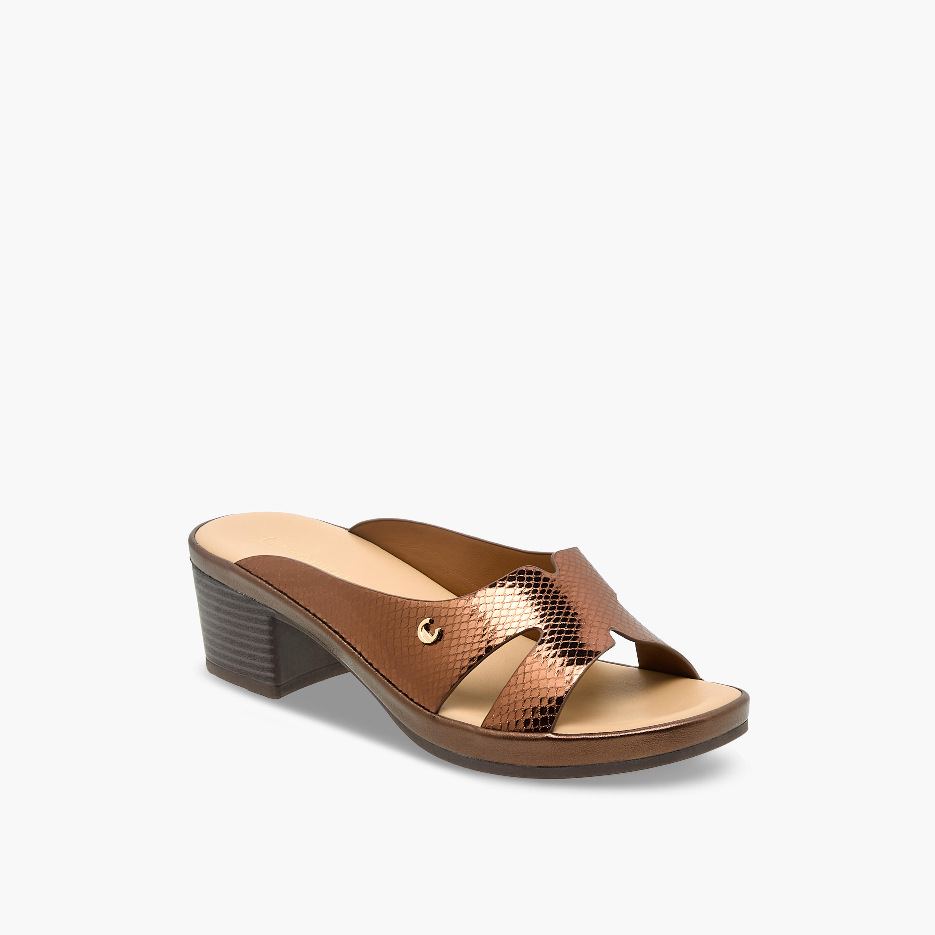 صندل بكعب عريض وأحزمة متقاطعة للنساء من لو كونفور-women-shoes-sandals-heeled-image-2