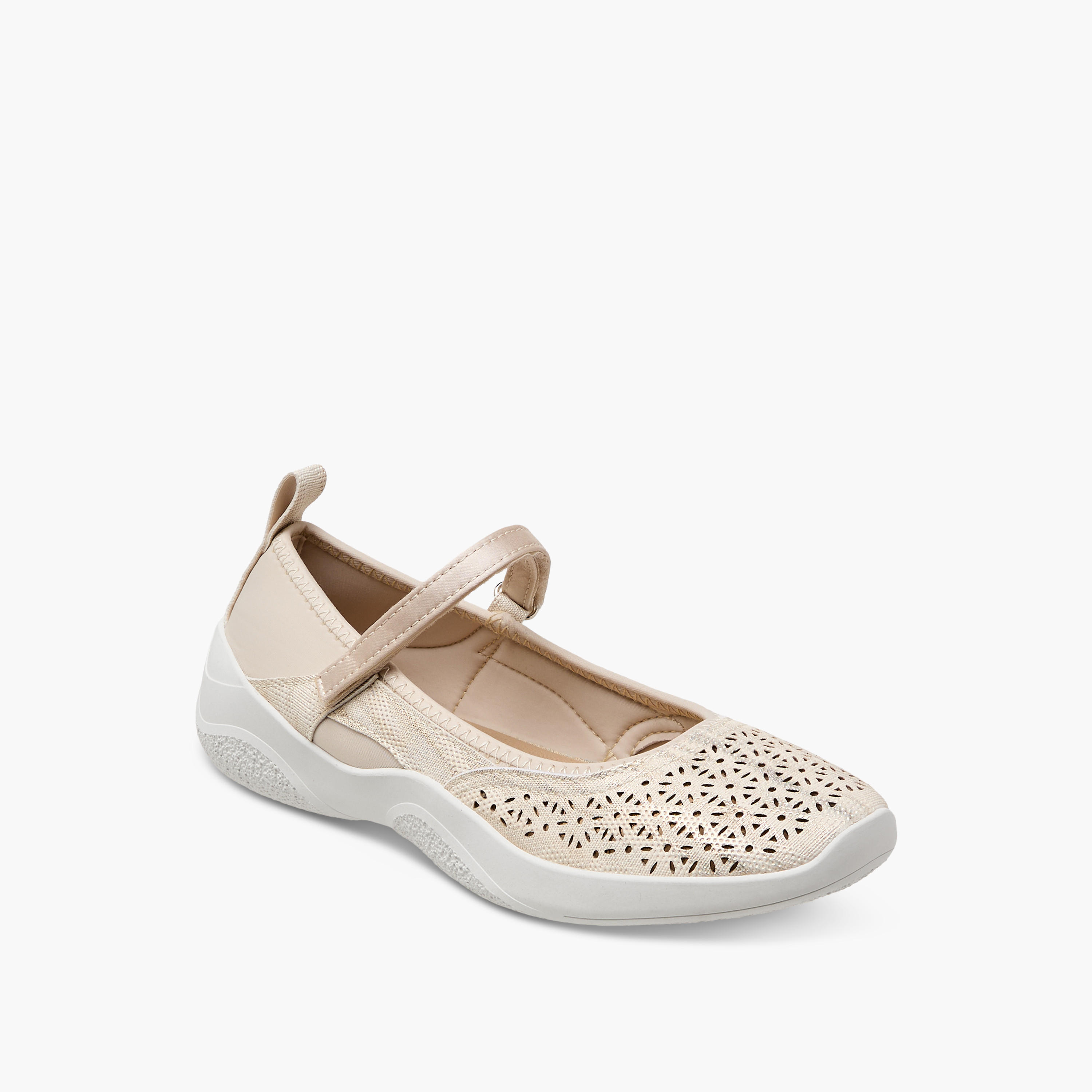 حذاء ماري جين مفرّغ لليزر بشريط إغلاق لاصق للنساء من لو كونفورت-women-shoes-ballerinas-image-2