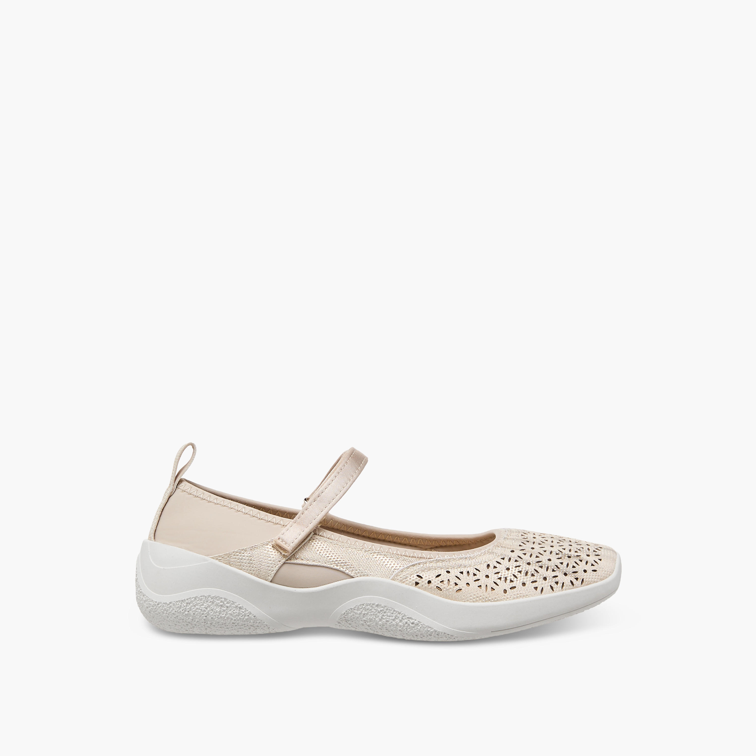 حذاء ماري جين مفرّغ لليزر بشريط إغلاق لاصق للنساء من لو كونفورت-women-shoes-ballerinas-image-3