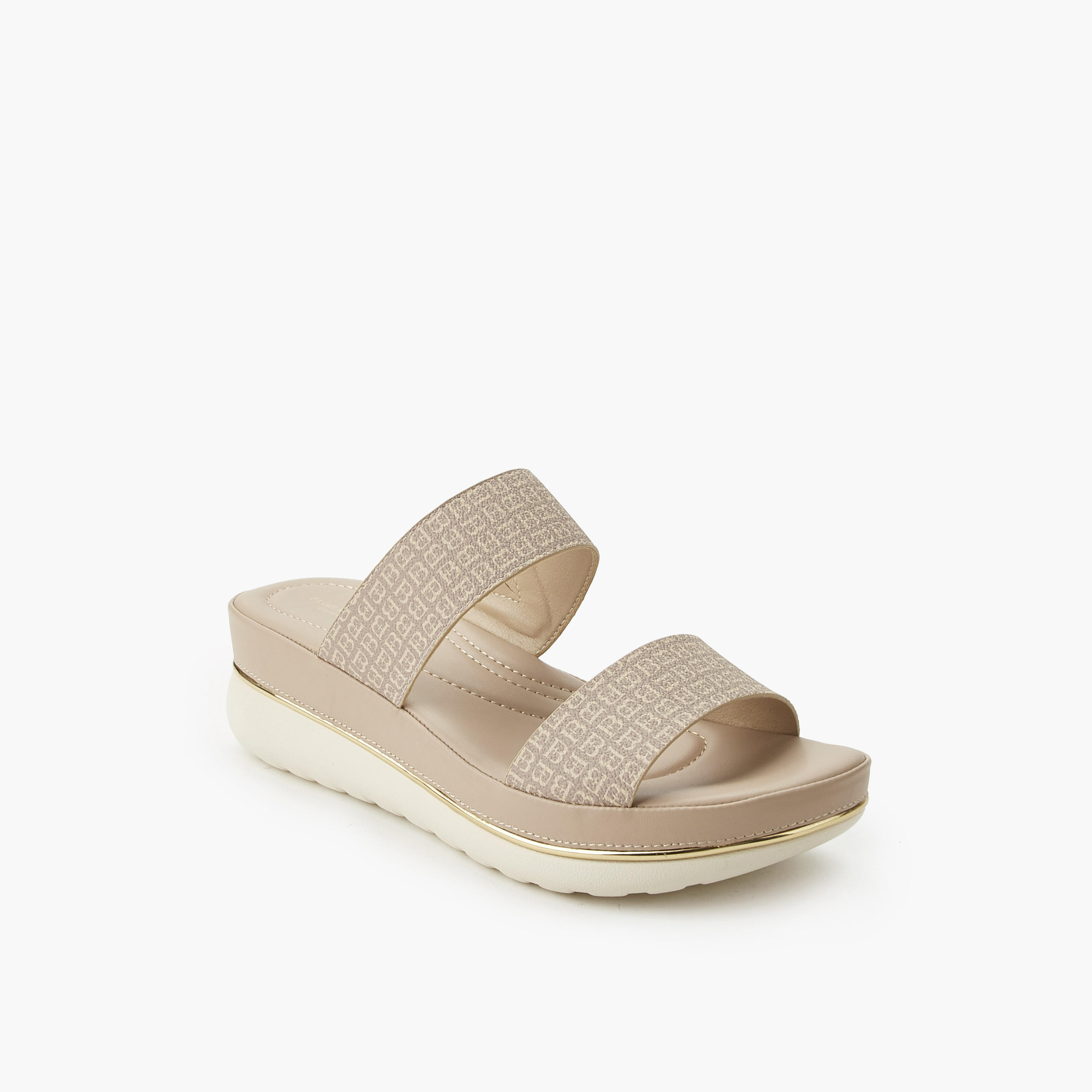 صندل بكعب عريض وطبعات مونوجرام للنساء من فلورا بيلا-women-shoes-flats-sandals-image-2