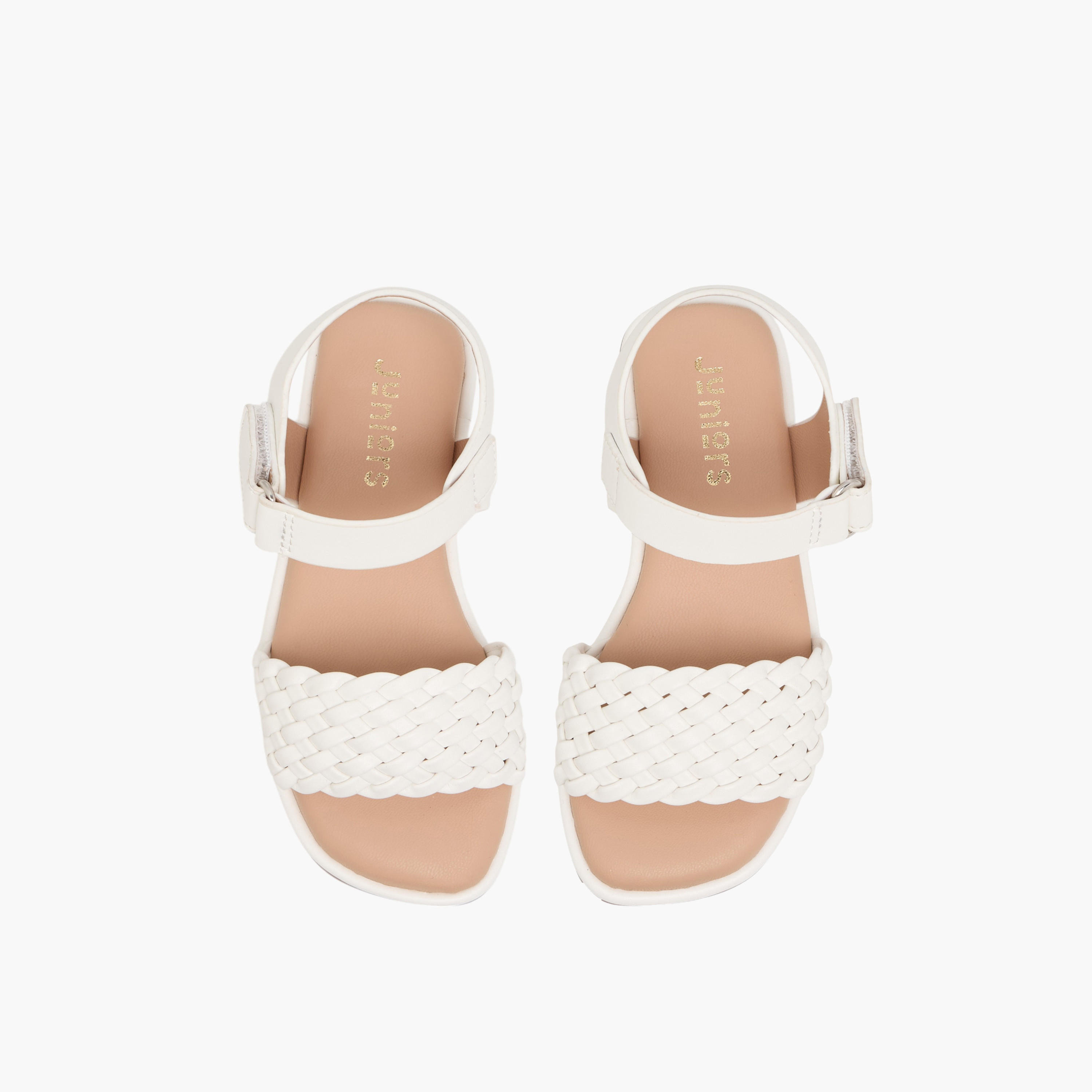 Juniors Weave Detail Sandals with Hook and Loop Closure-girls-shoes-sandals-image-1
