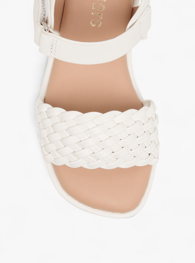 Juniors Weave Detail Sandals with Hook and Loop Closure-girls-shoes-sandals-image-3
