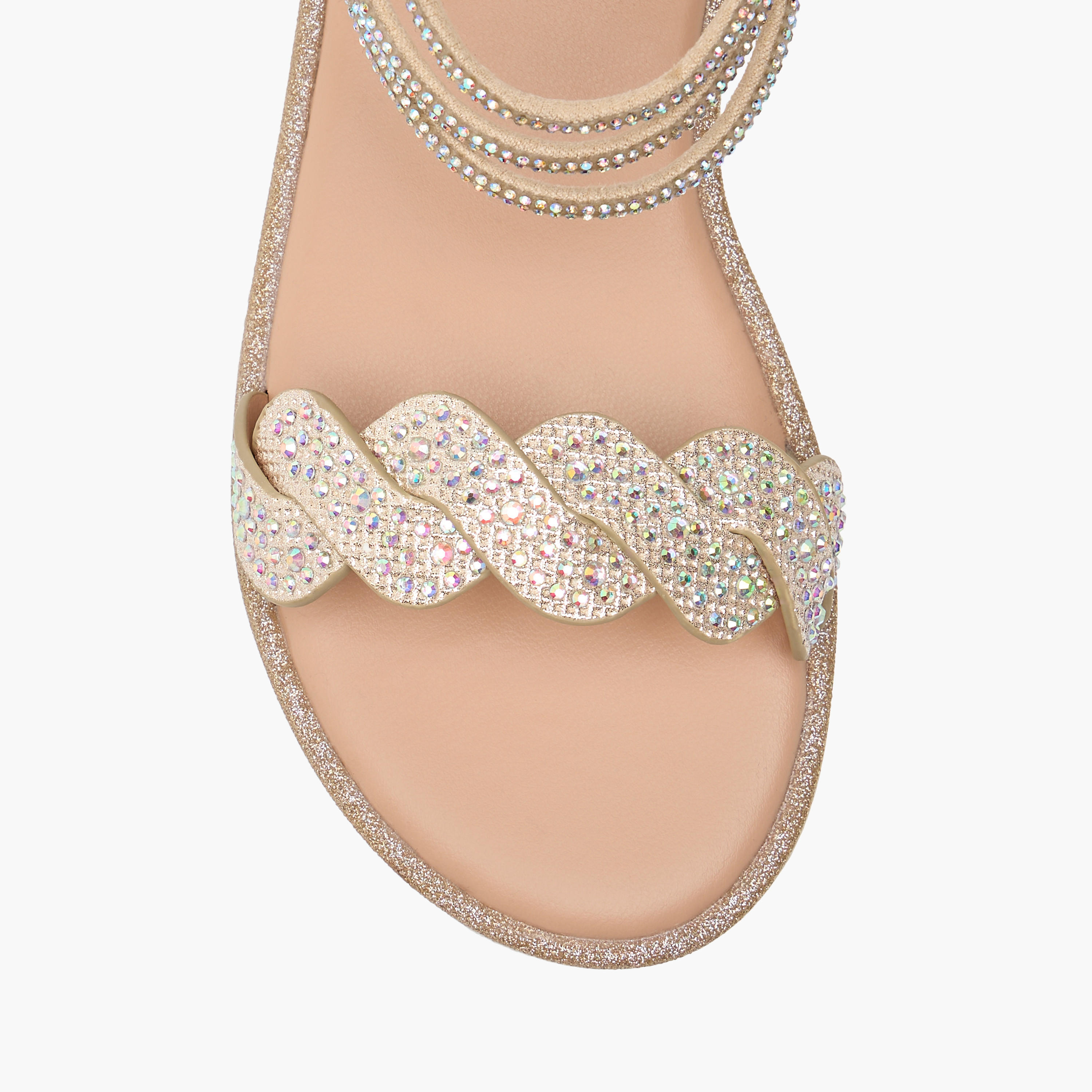 Juniors Embellished Ankle Strap Sandals with Zip Closure-girls-shoes-sandals-image-3
