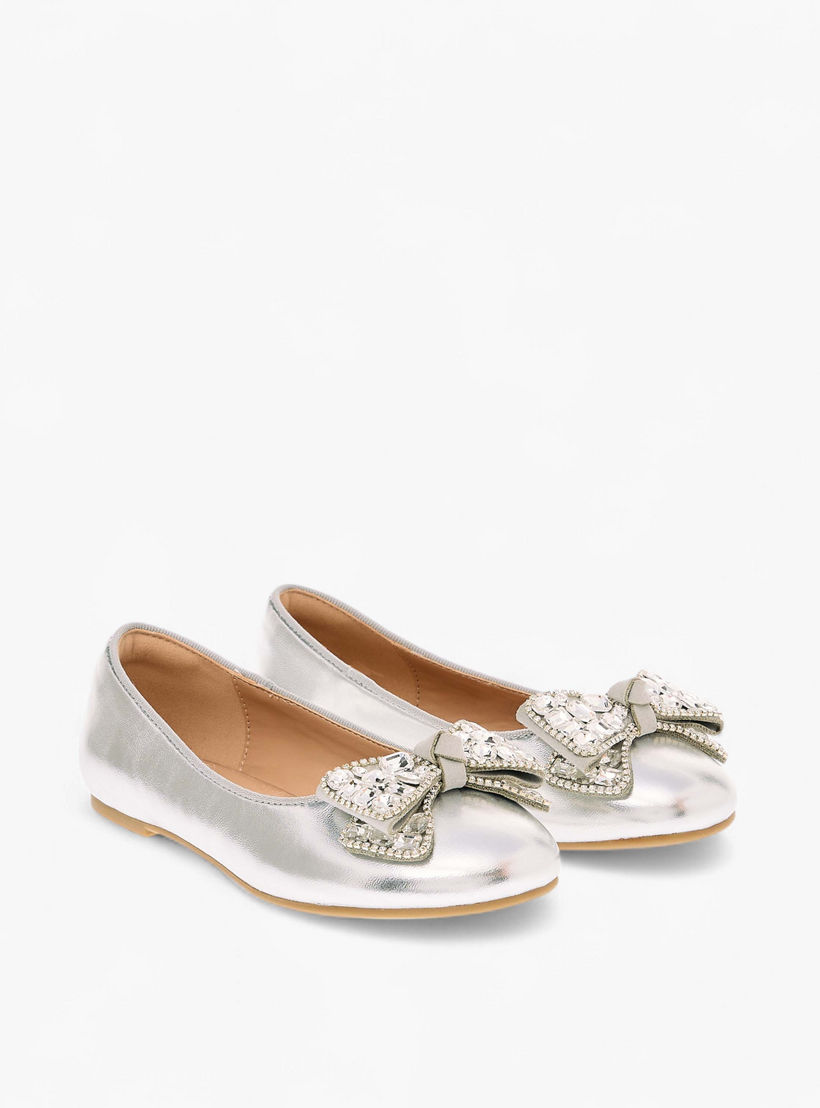 Celeste Girls' Embellished Bow Applique Ballerina Shoes-girls-shoes-ballerinas-image-1