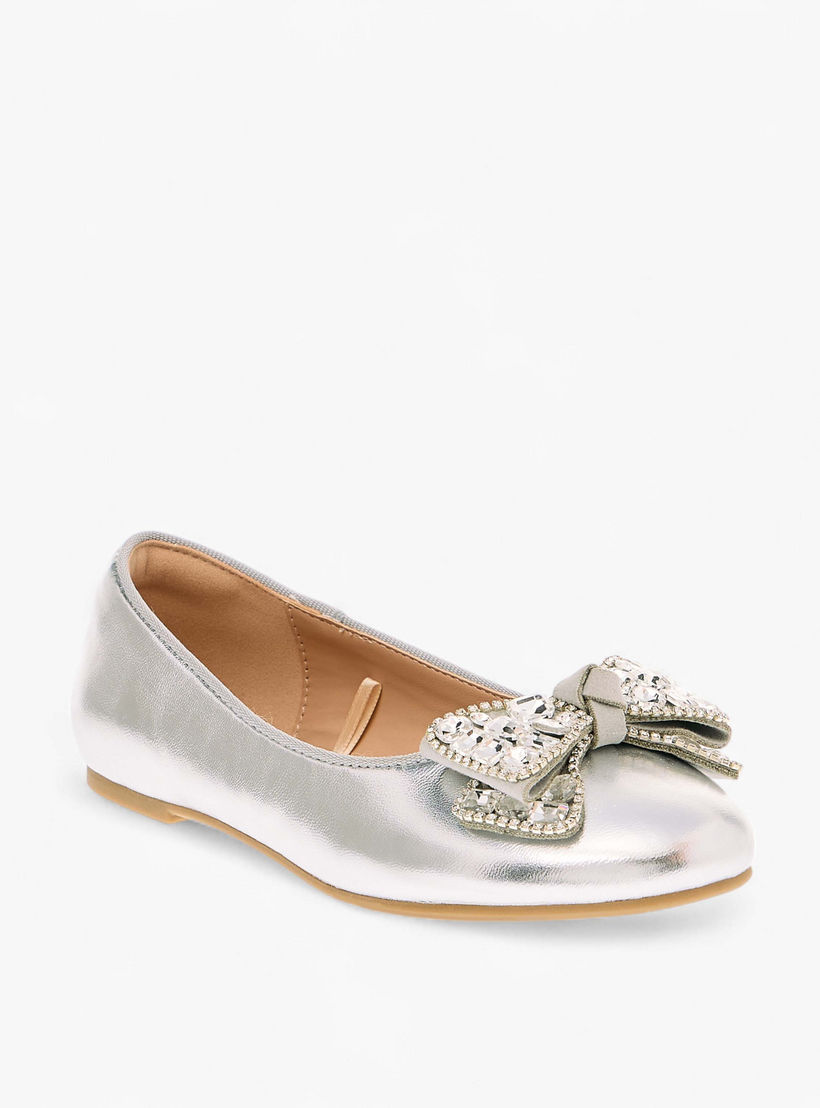 Celeste Girls' Embellished Bow Applique Ballerina Shoes-girls-shoes-ballerinas-image-2