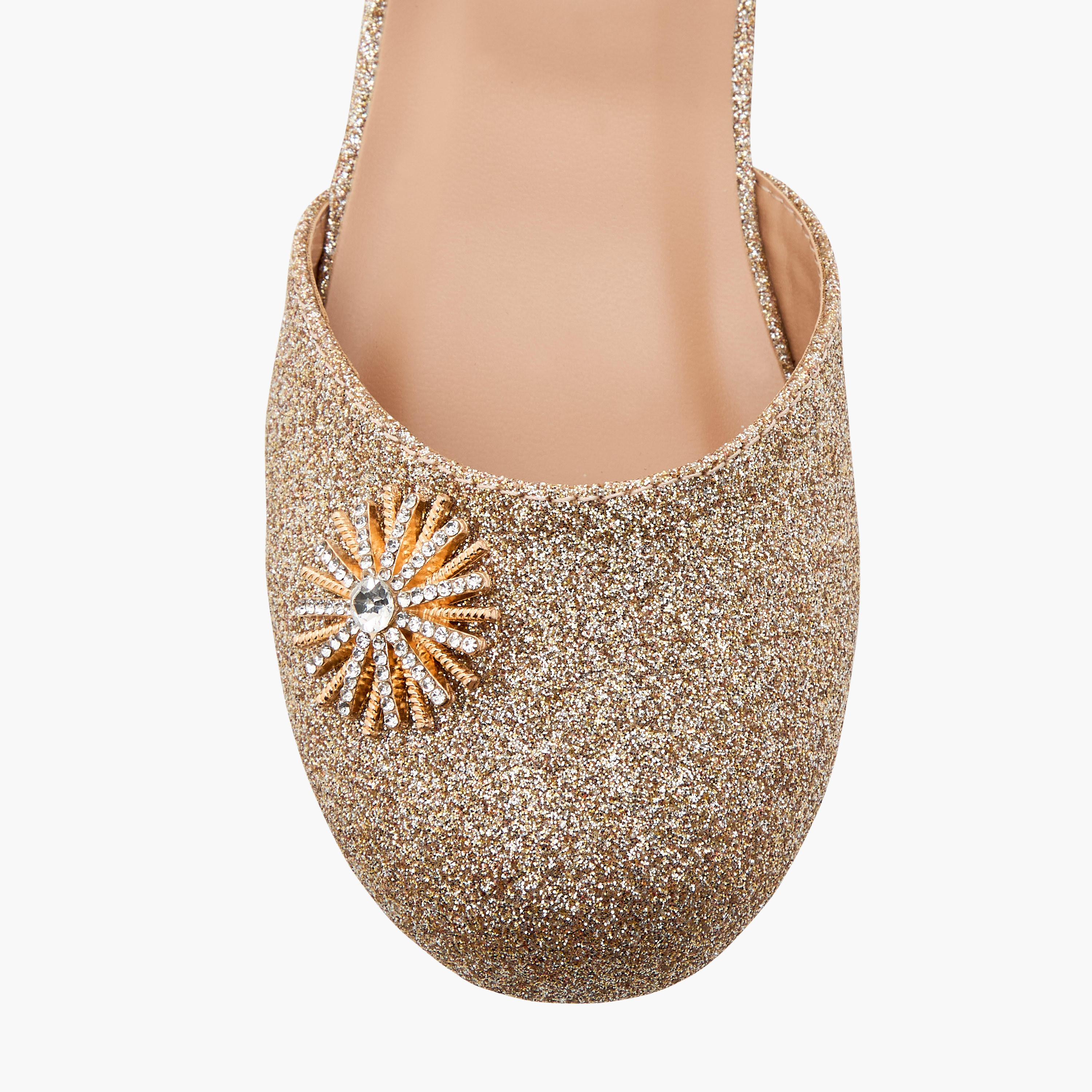 Juniors Embellished Ballerina Shoes with Hook and Loop Closure-girls-shoes-sandals-image-4