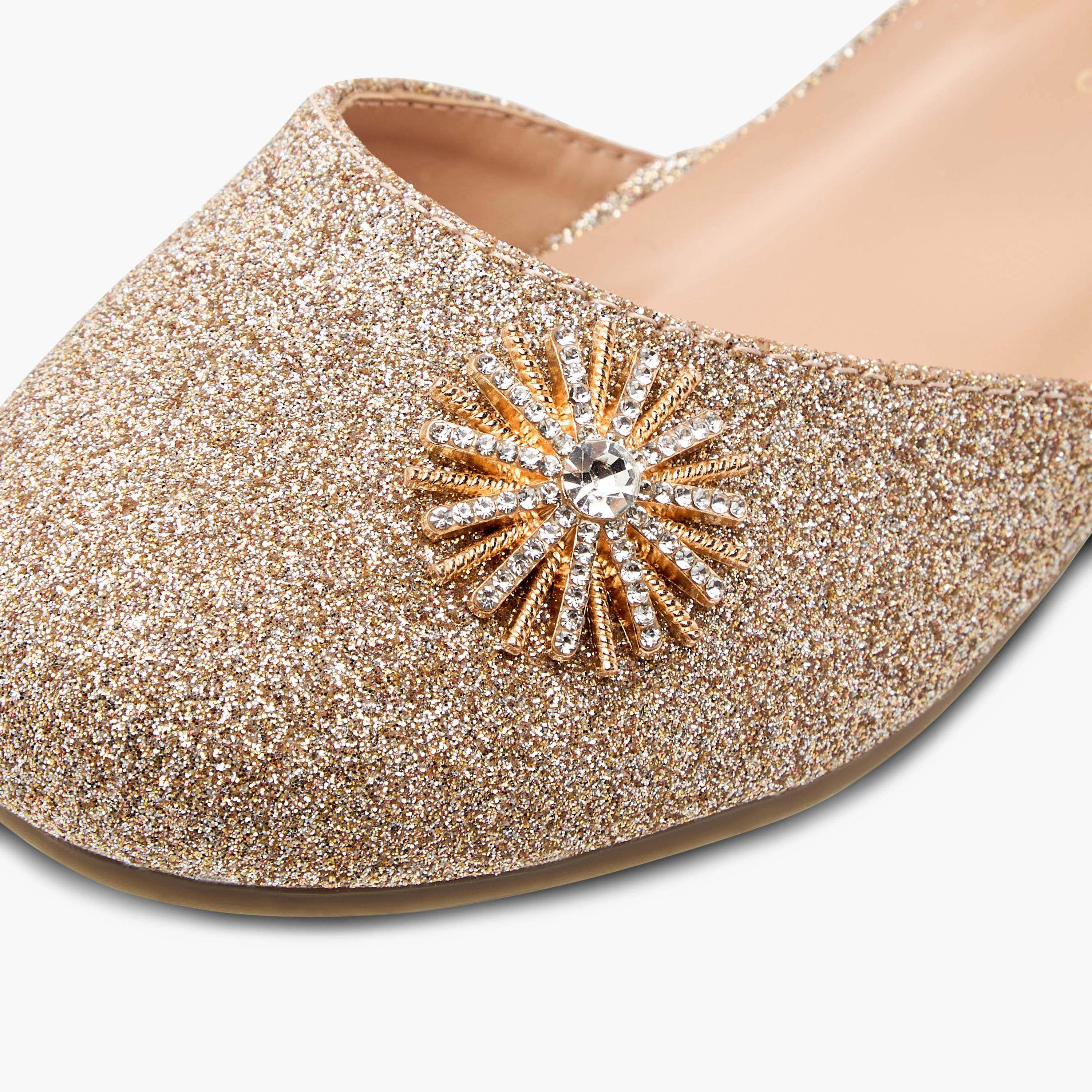 Juniors Embellished Ballerina Shoes with Hook and Loop Closure-girls-shoes-sandals-image-6