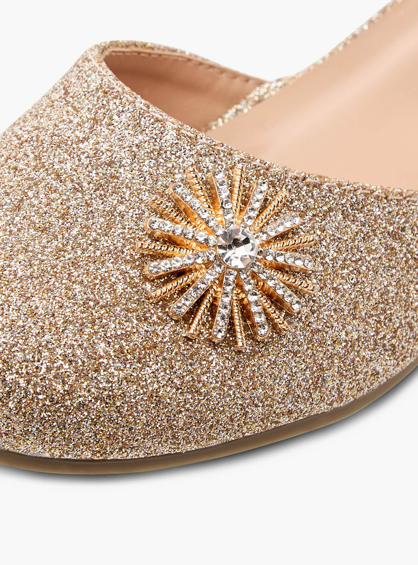 Juniors Embellished Ballerina Shoes with Hook and Loop Closure-girls-shoes-sandals-image-6