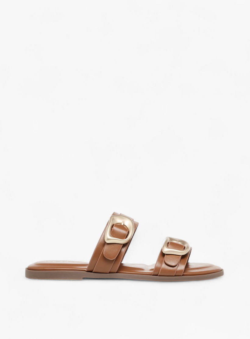 Paprika Solid Open Toe Sandals with Buckle Accent-women-shoes-flats-sandals-image-3