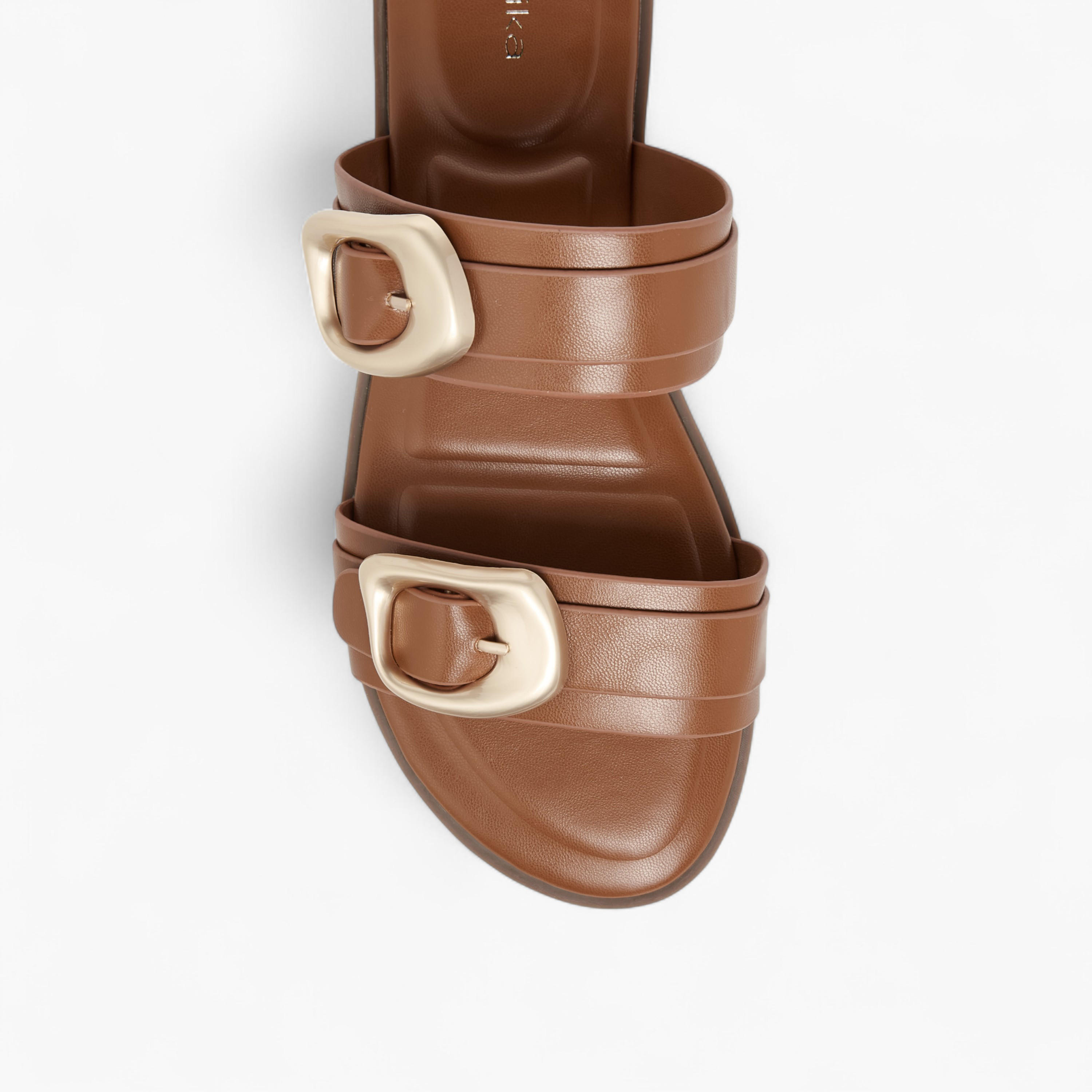 Paprika Solid Open Toe Sandals with Buckle Accent-women-shoes-flats-sandals-image-4
