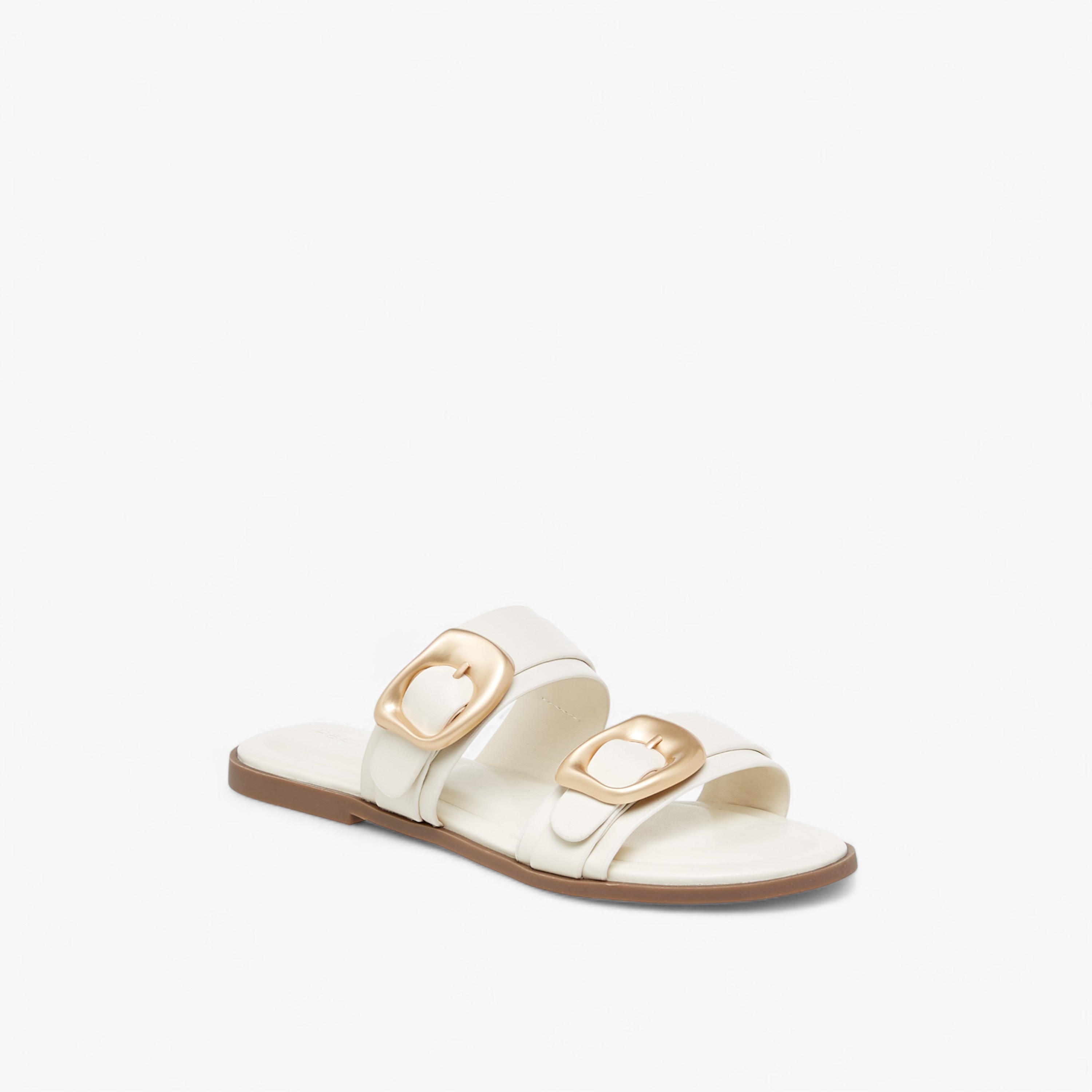 Paprika Solid Open Toe Sandals with Buckle Accent-women-shoes-flats-sandals-image-2