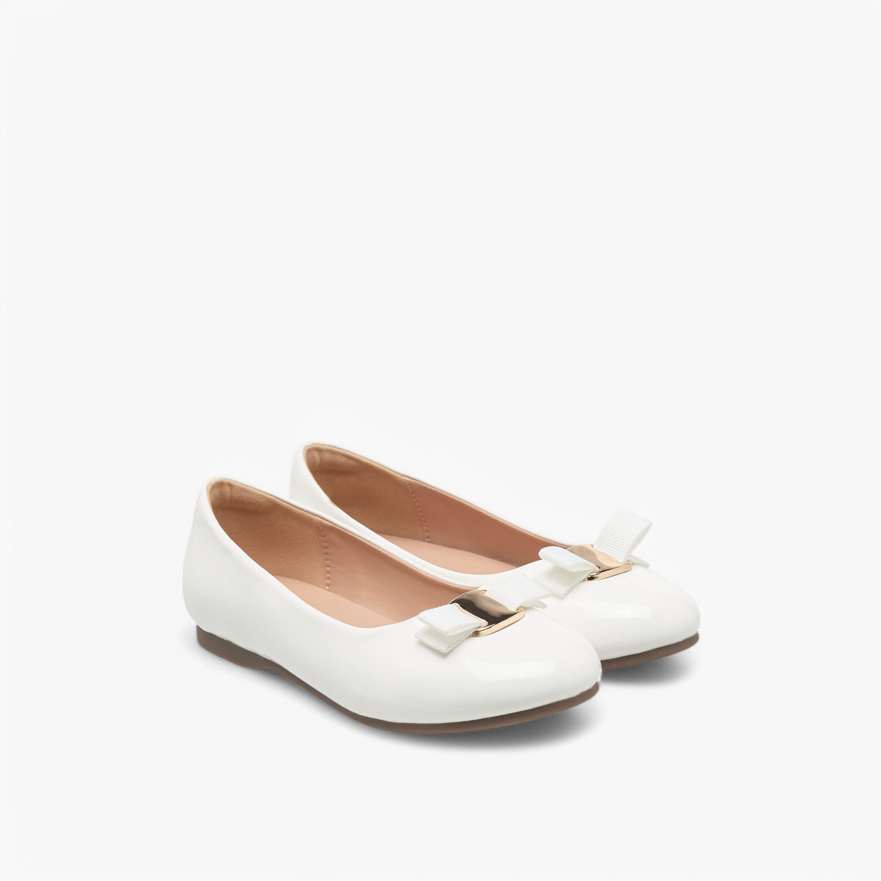 Juniors Bow Detail Slip-On Ballerina Shoes-girls-shoes-ballerinas-image-1