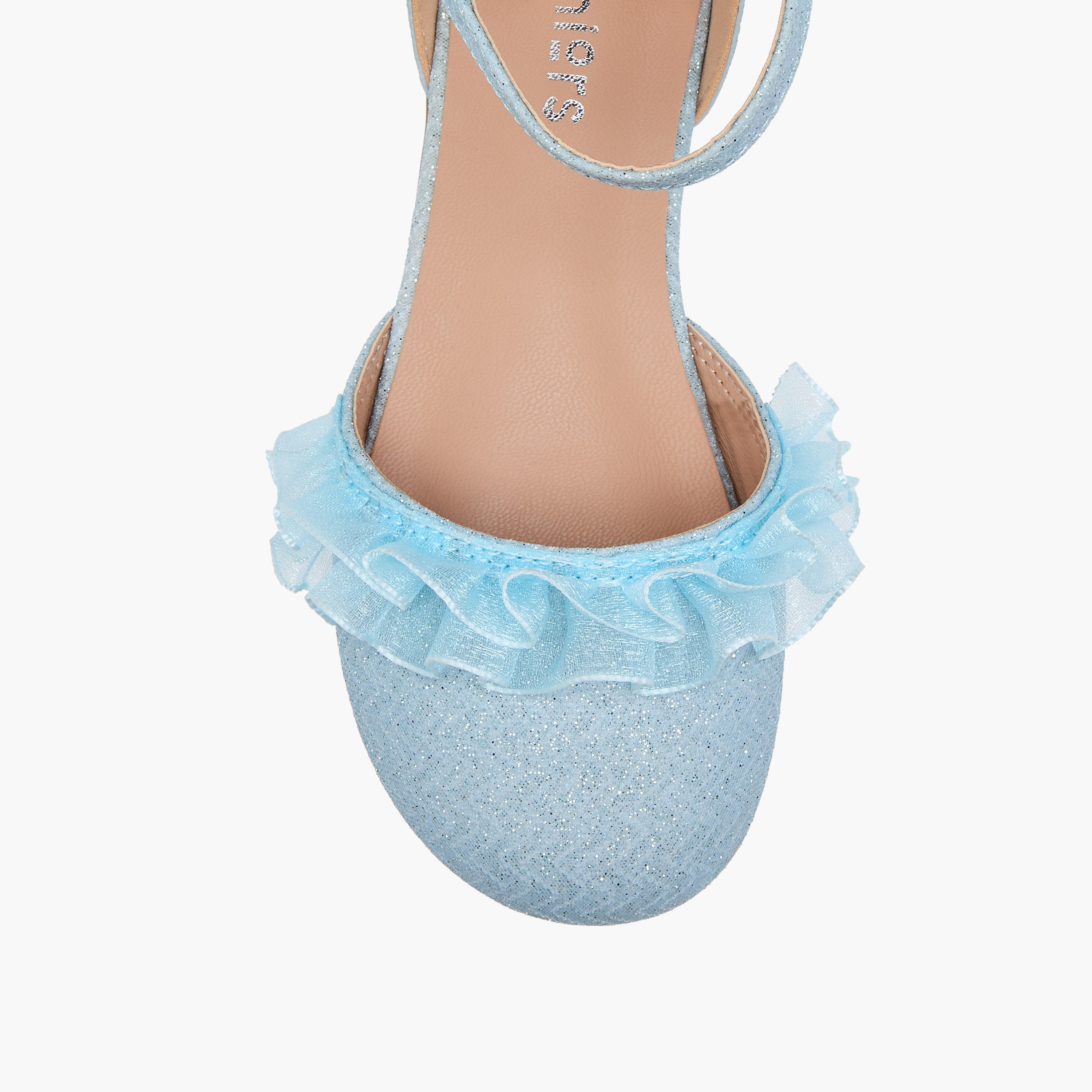 Juniors Glitter Embellished Ballerina Shoes with Hook and Loop Closure-girls-shoes-sandals-image-4