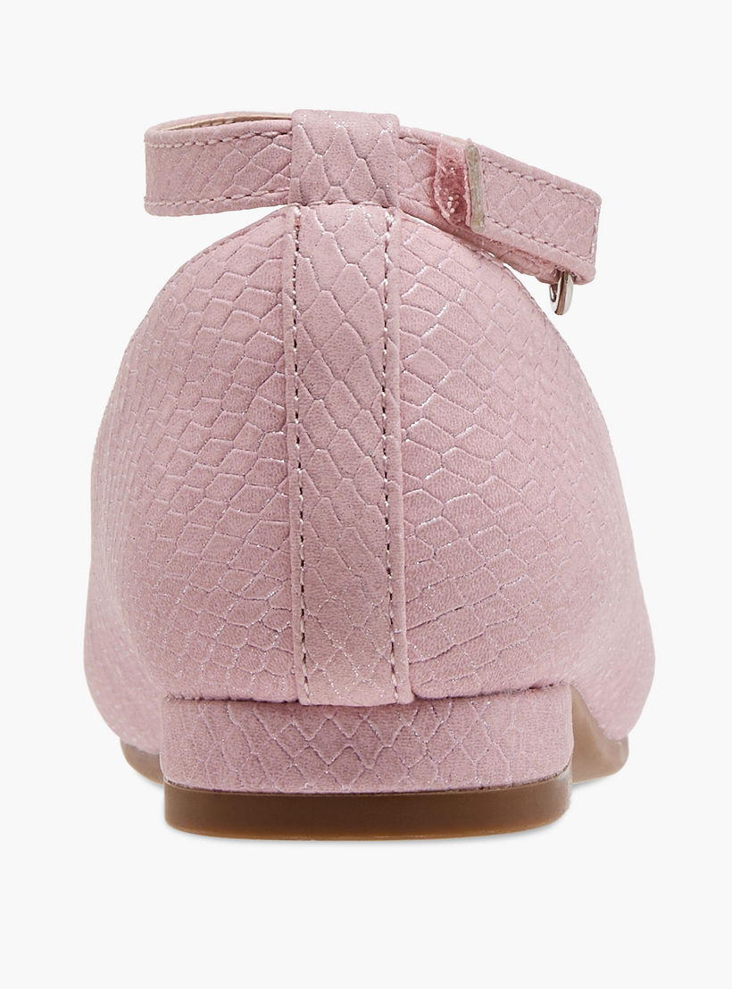 Juniors Butterfly Embellished Ballerina Shoes with Hook and Loop Closure-girls-shoes-ballerinas-image-5