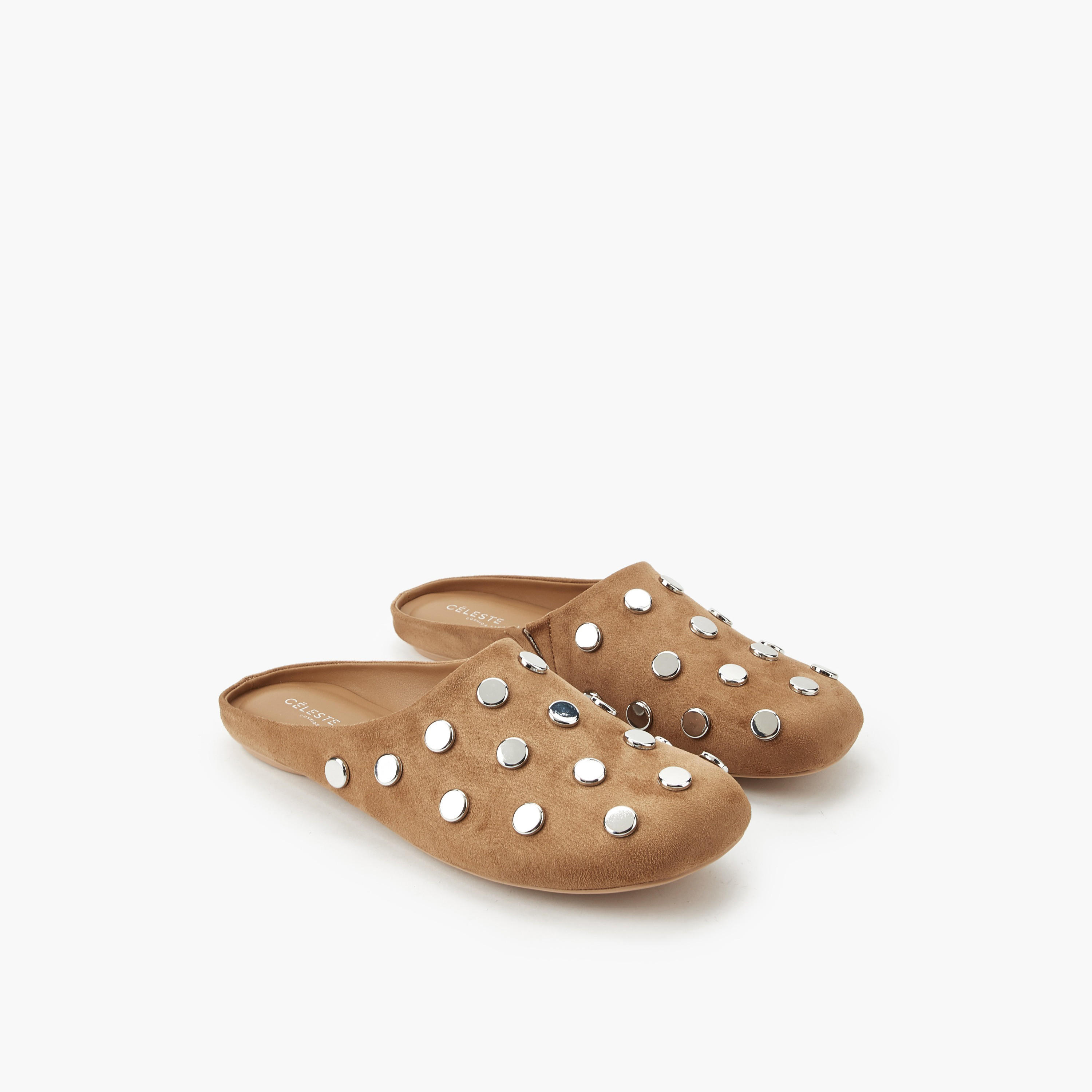 حذاء ميول سهل الارتداء بترصيعات للنساء من سيليست-women-shoes-flats-mules-image-1